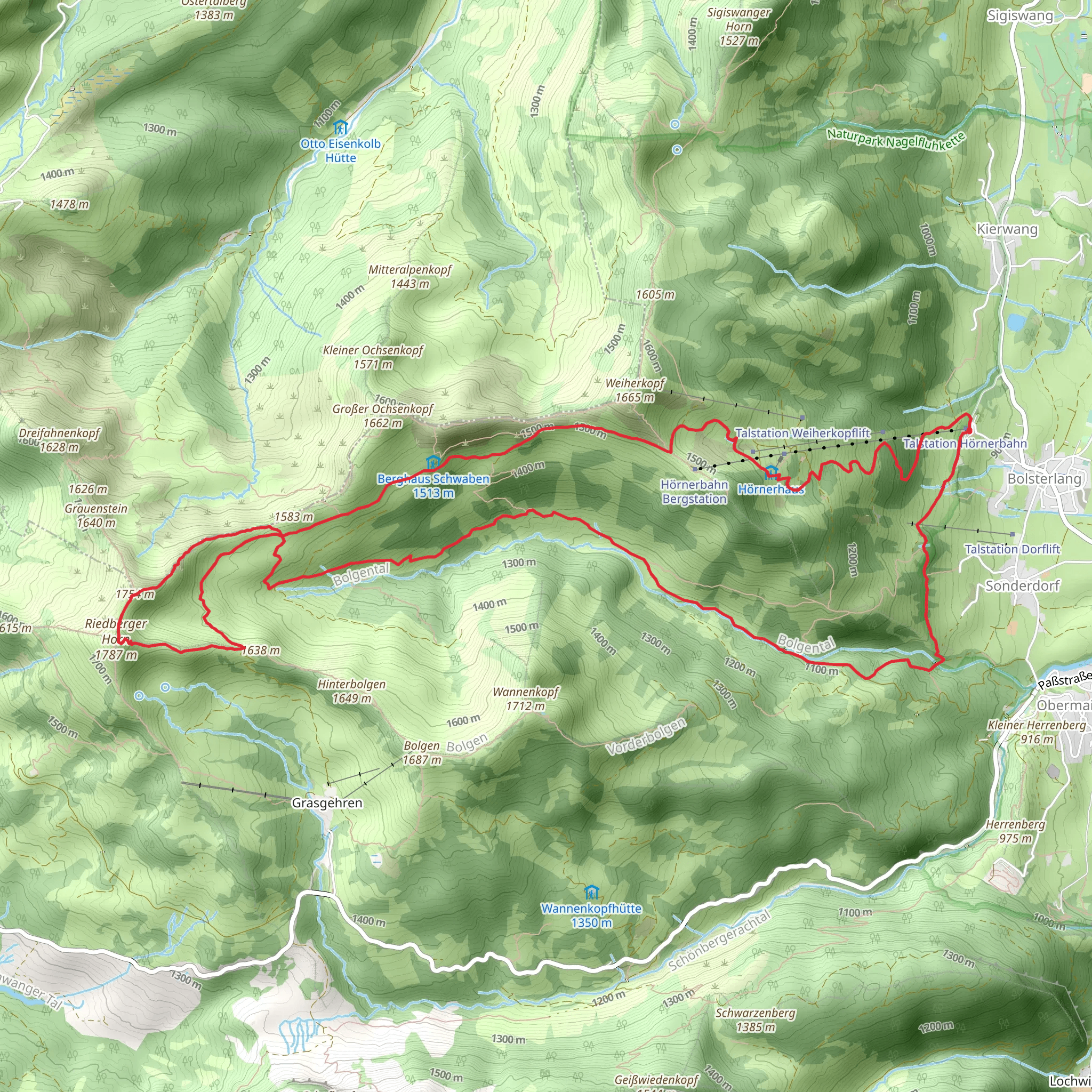Riedberger Horn Loop via Bolsterlang mobile static map