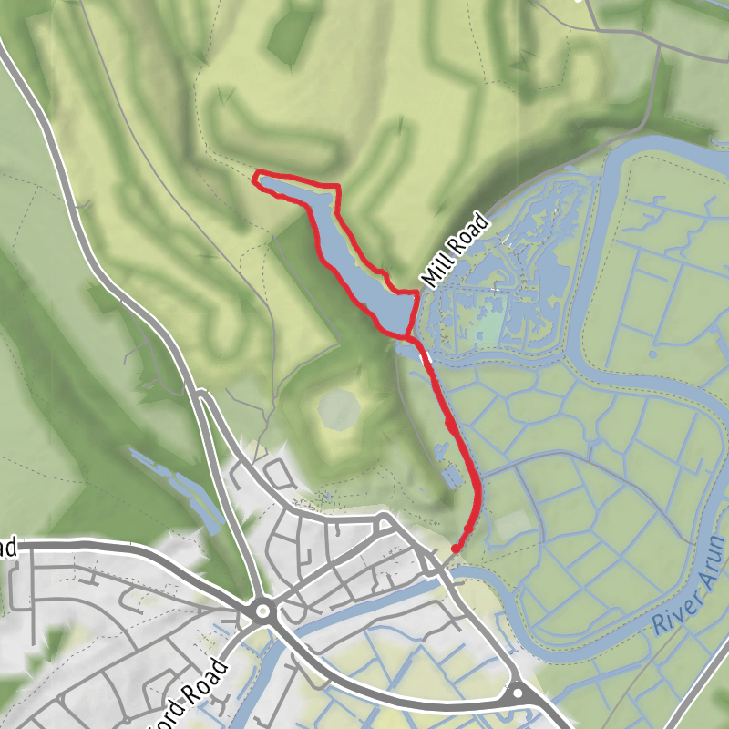 A map preview of the recording Arun Hiking.