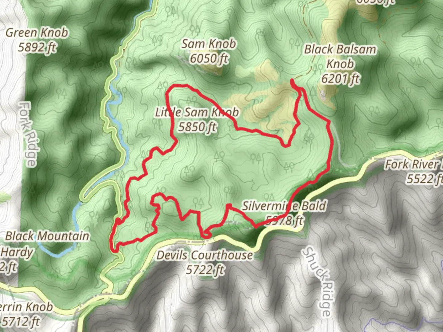 An image depicting the trail Flat Laurel Creek - Art Loeb Loop Trail and its surrounding area.