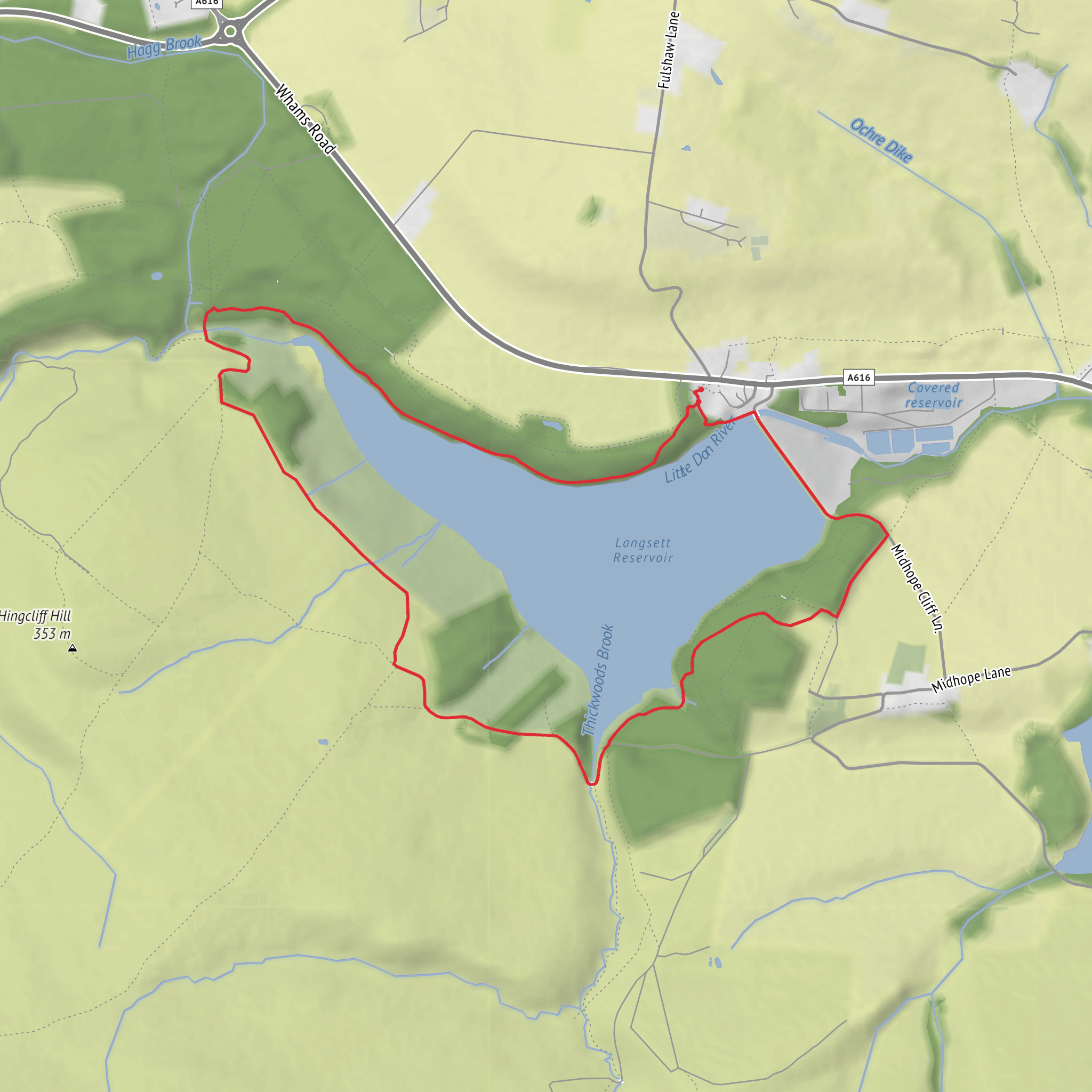 Langsett dam and Reservoir Loop mobile static map