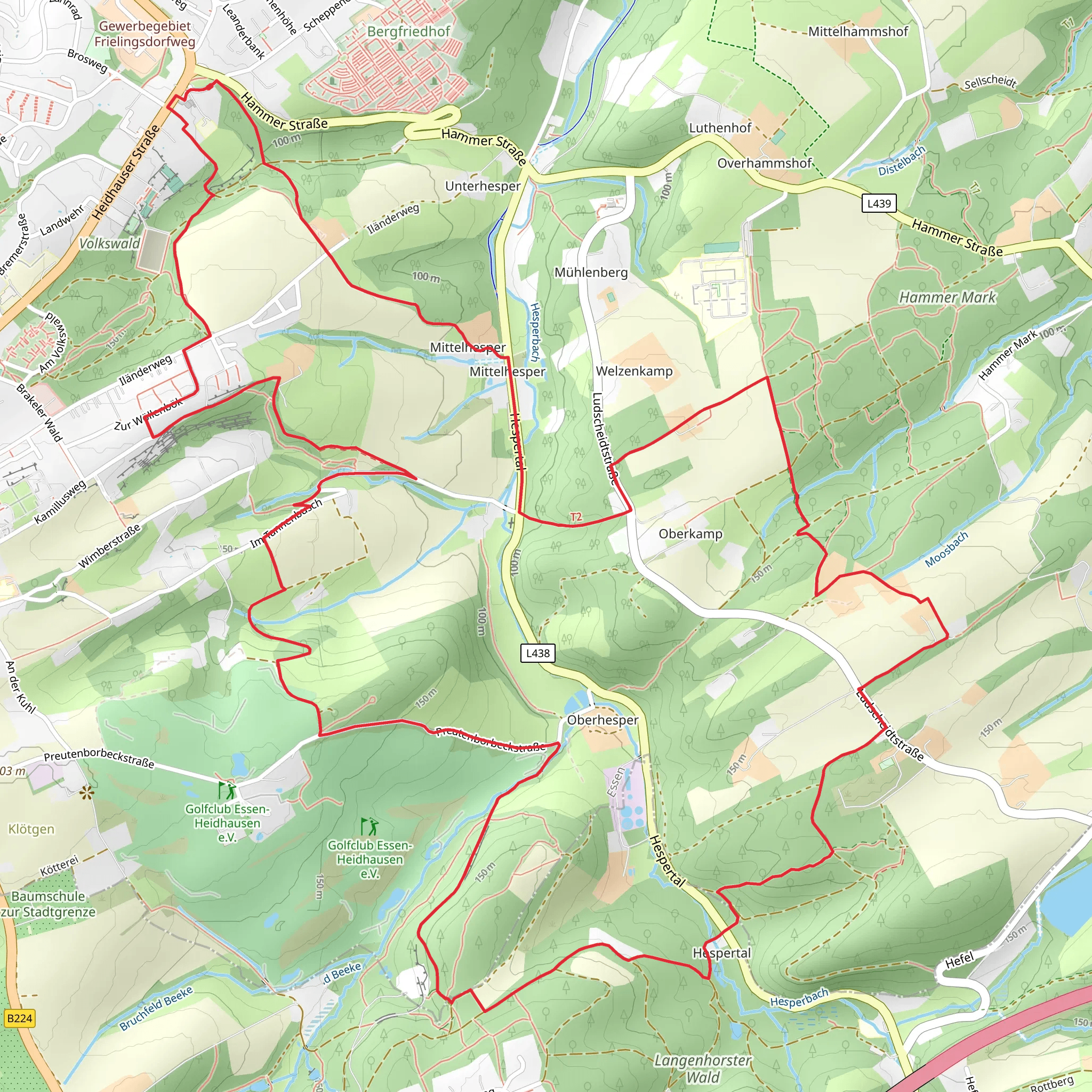 Oberhesper, Langenhorster Wald and Zeche Hermann Loop mobile static map