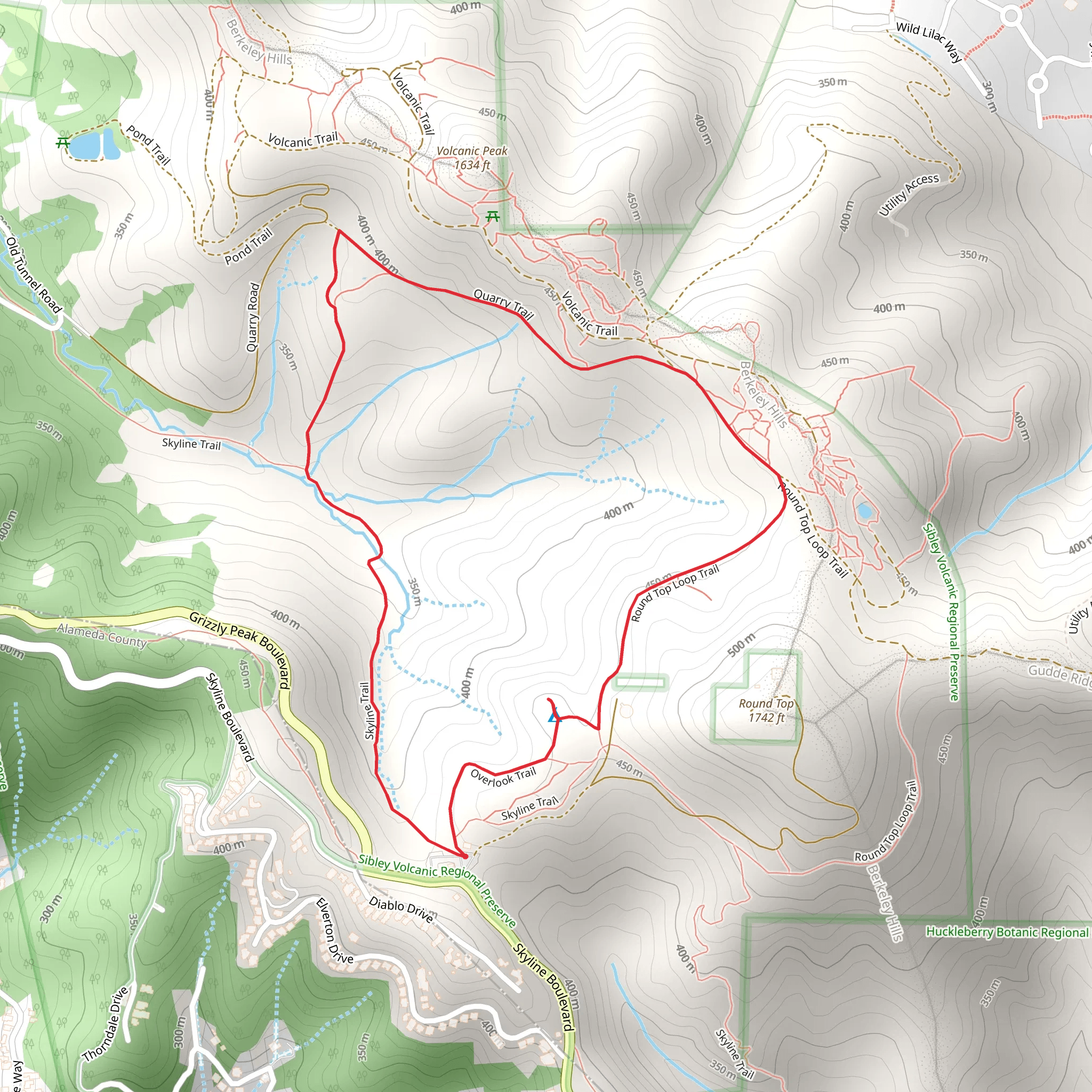 Skyline and Round Top Loop Trail mobile static map