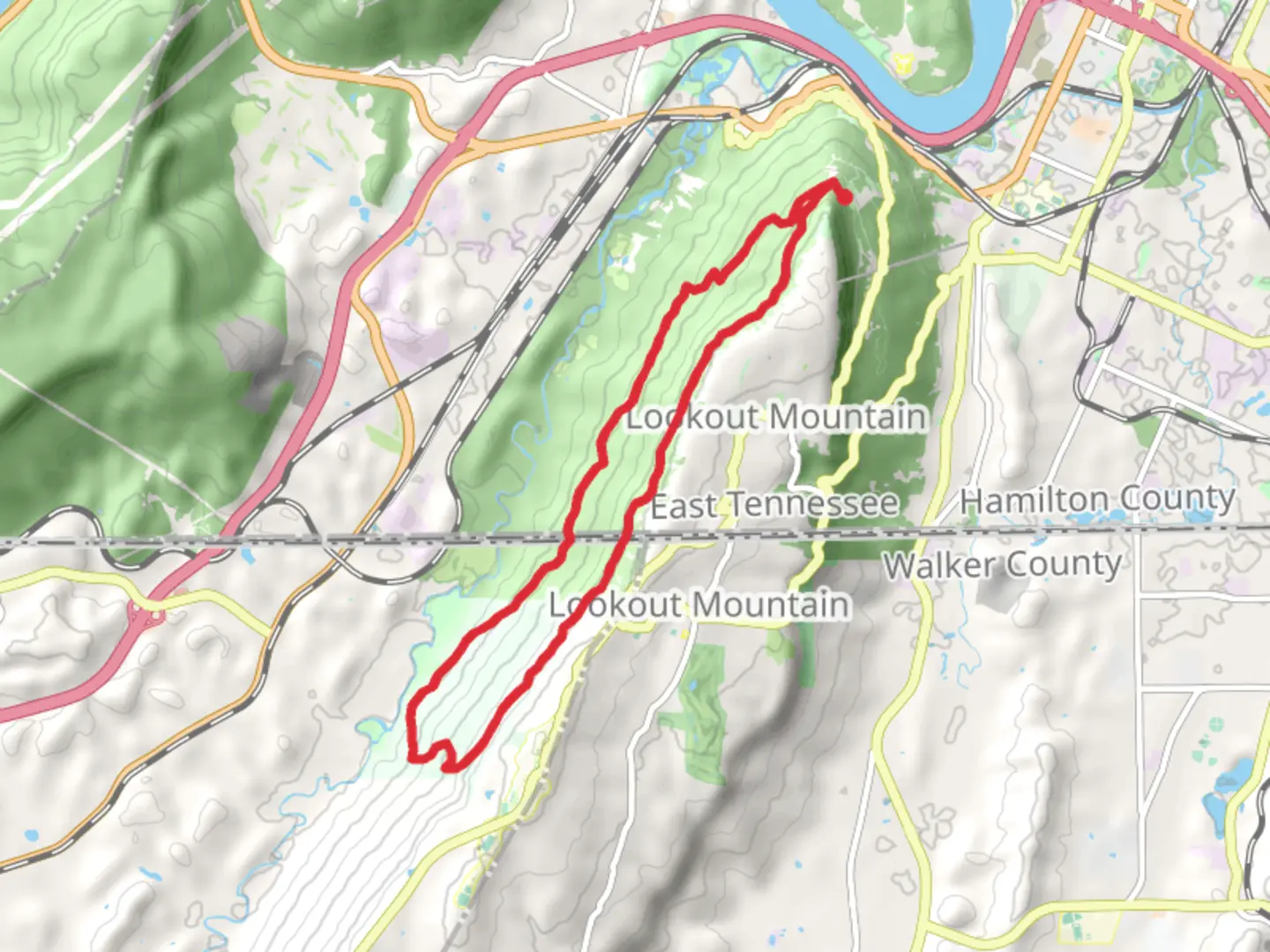 An image depicting the trail Rifle Pits, Skyuka and Bluff Loop Trail and its surrounding area.