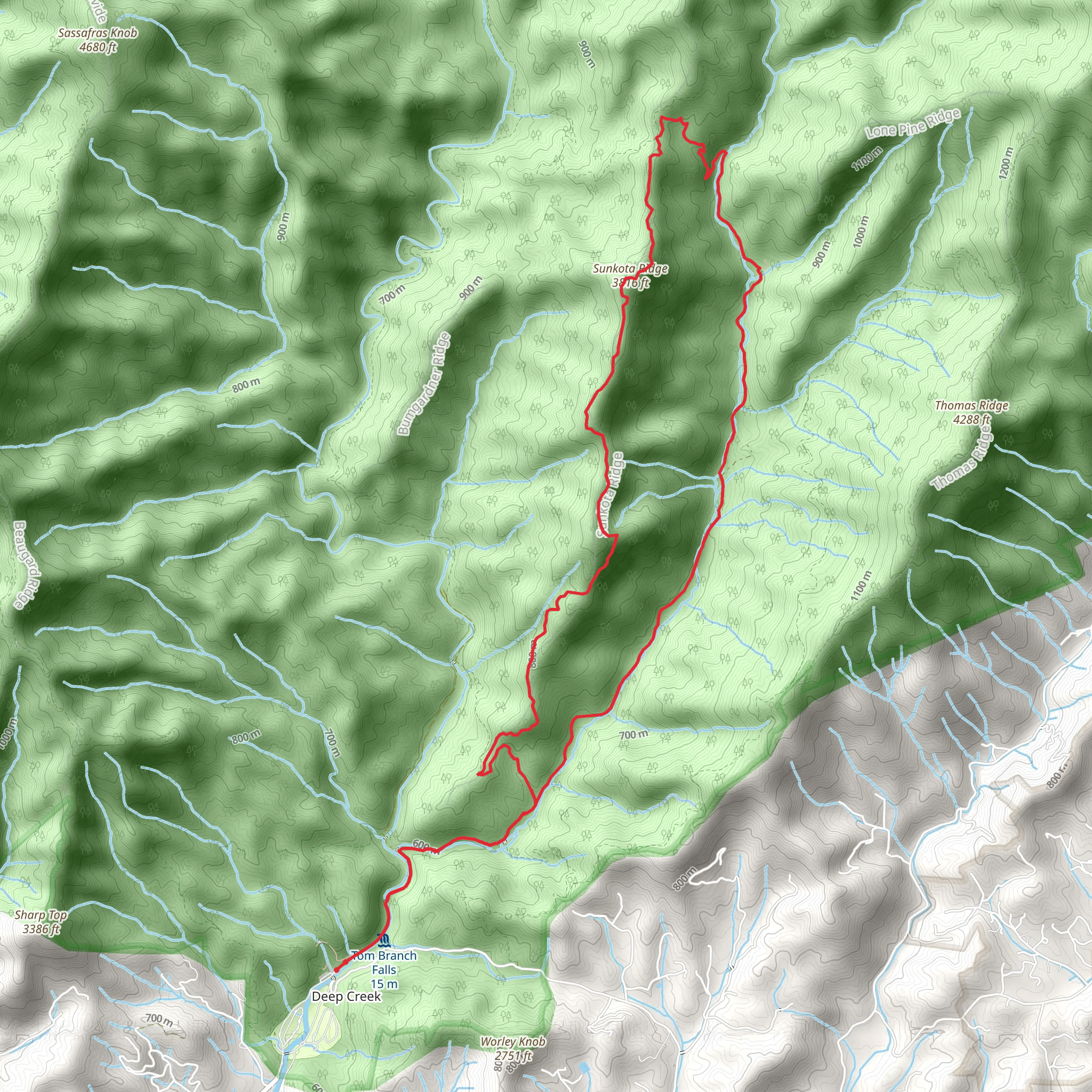 Indian Creek and Sunkota Ridge Trail mobile static map
