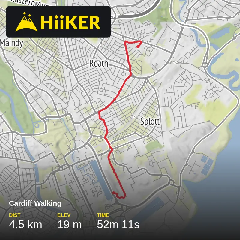 A map preview of the recording Cardiff Walking.