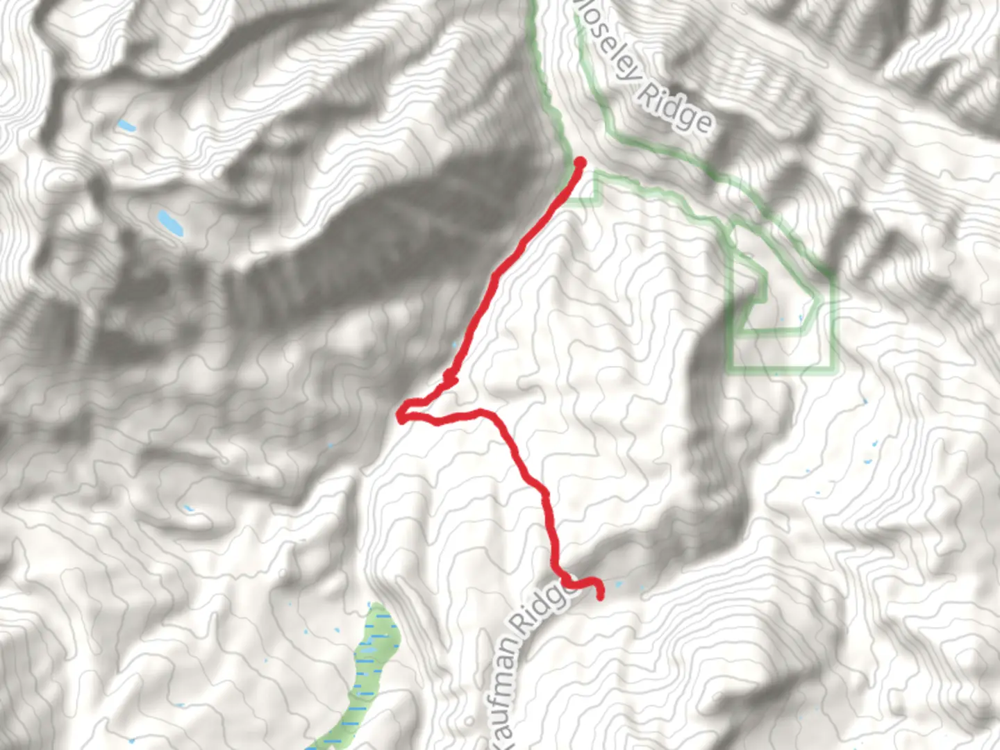 An image depicting the trail Navajo Ridge via Through Line Trail and its surrounding area.