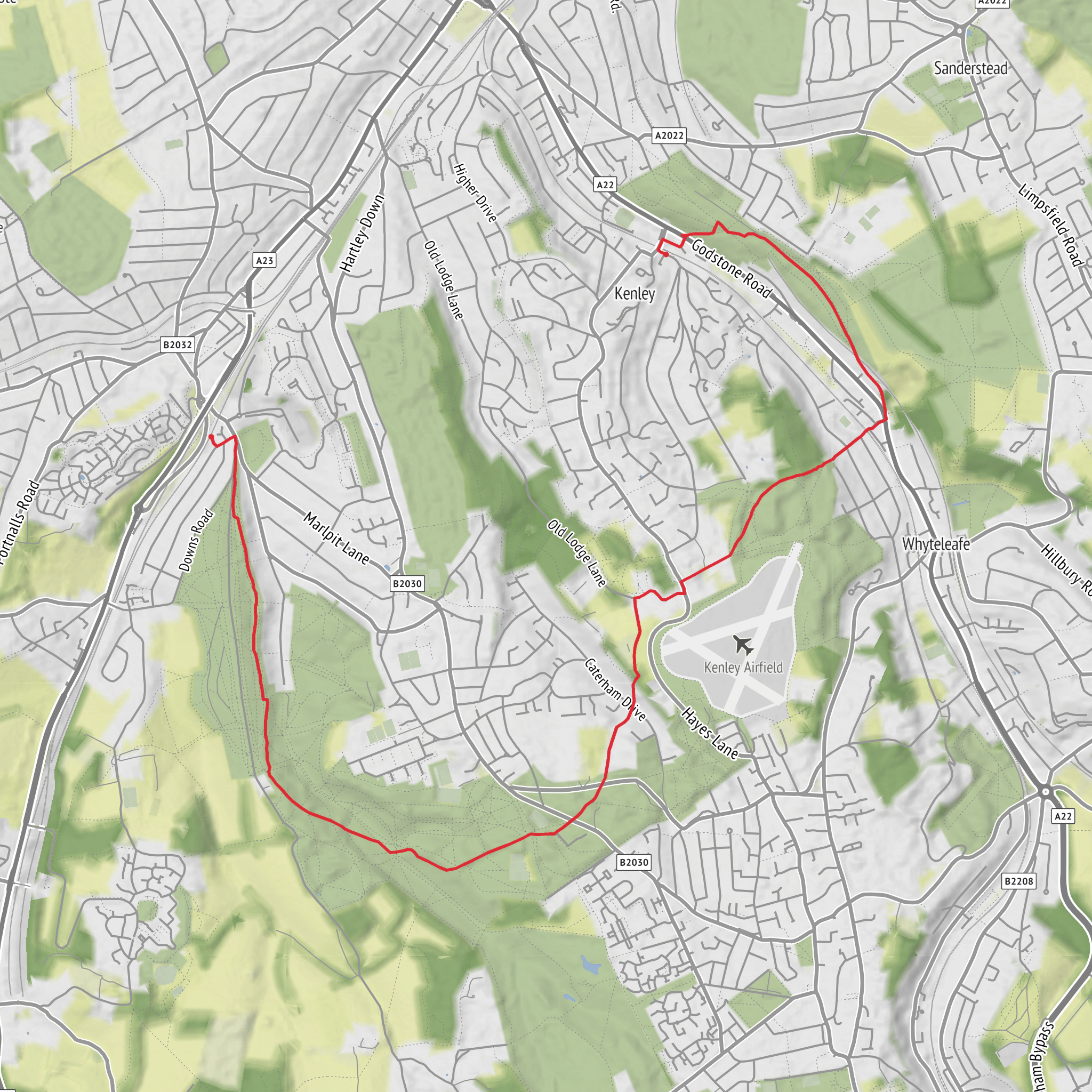 Kinley to Coulsdon South via Devilsden Wood and London Loop mobile static map
