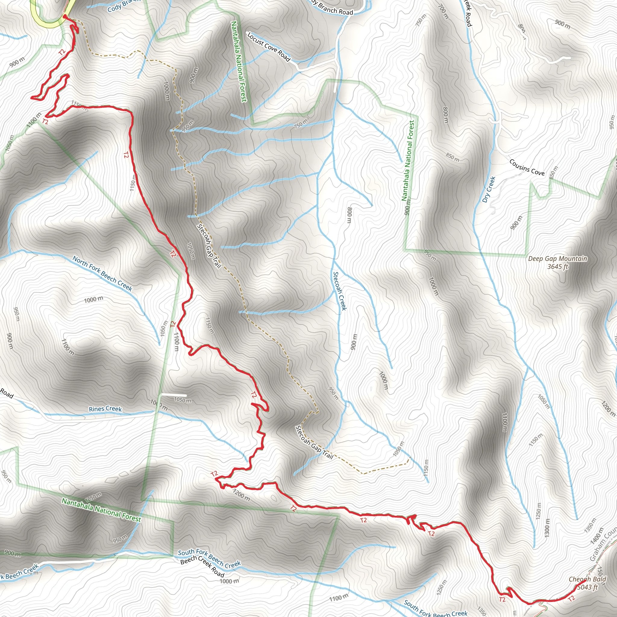 Cheoah Bald via Appalachian Trail mobile static map