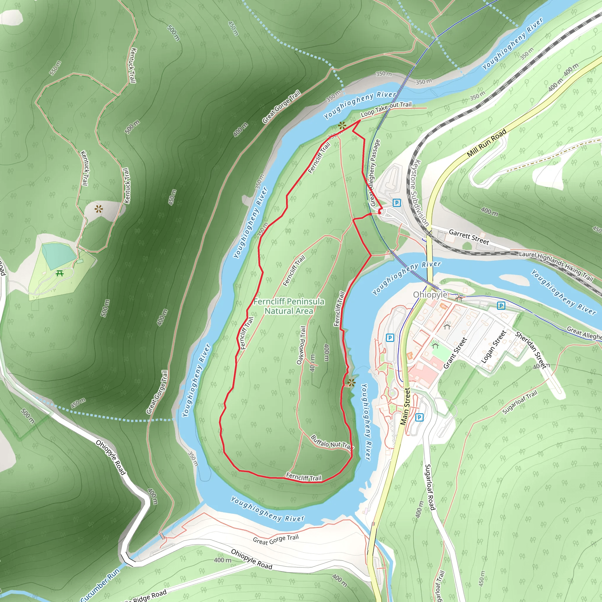 Ohiopyle Borough Loop Trail mobile static map