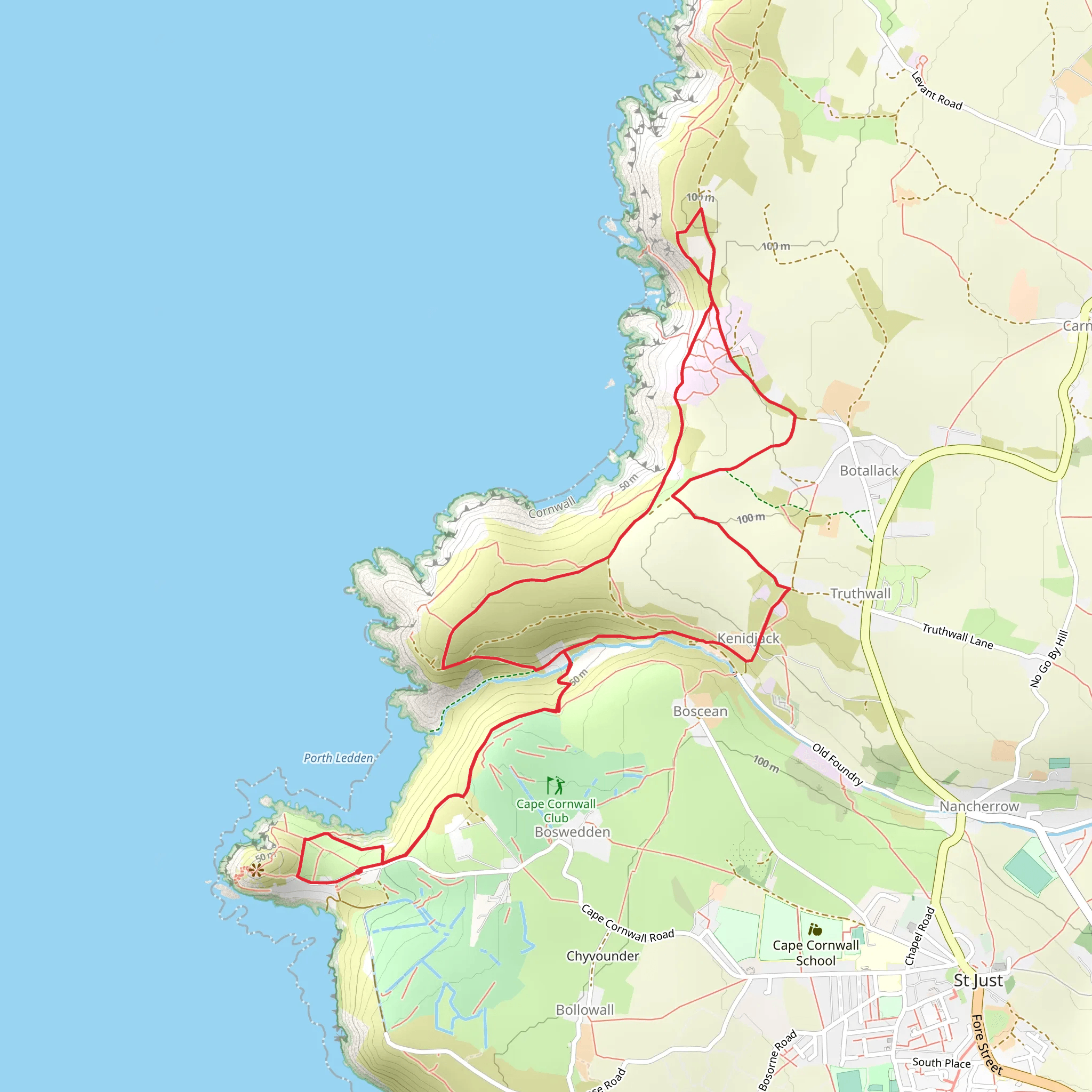 Cape Cornwall Loop mobile static map