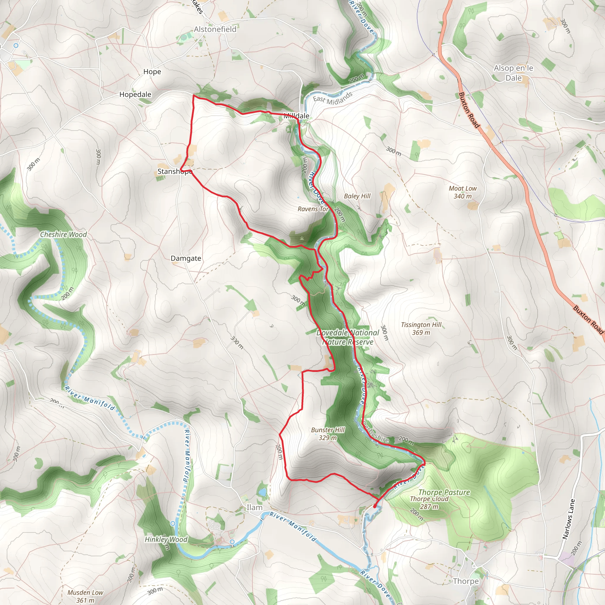 River Dove and Tissington Spires Loop mobile static map