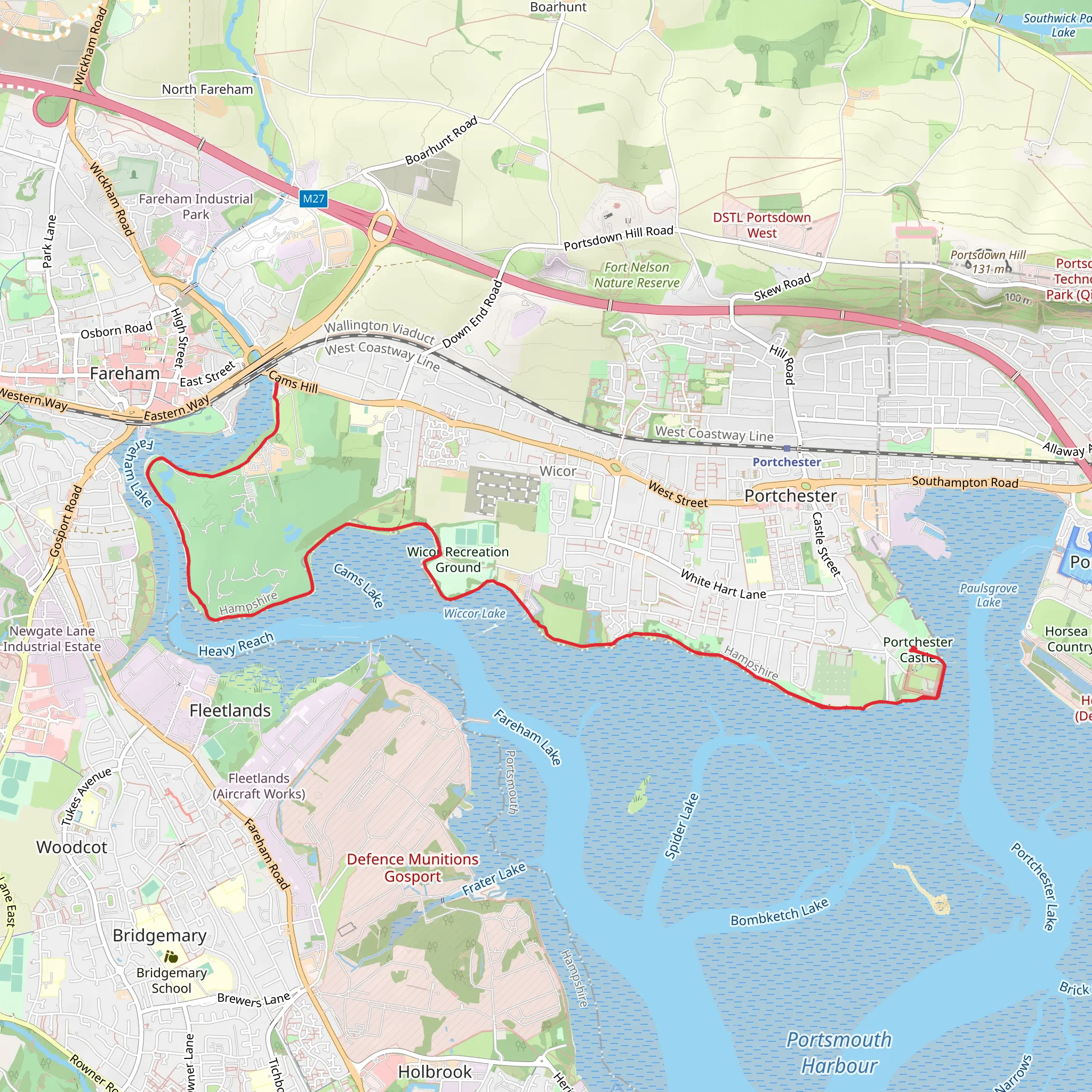 Portchester Castle and Bathinghouse Grove mobile static map