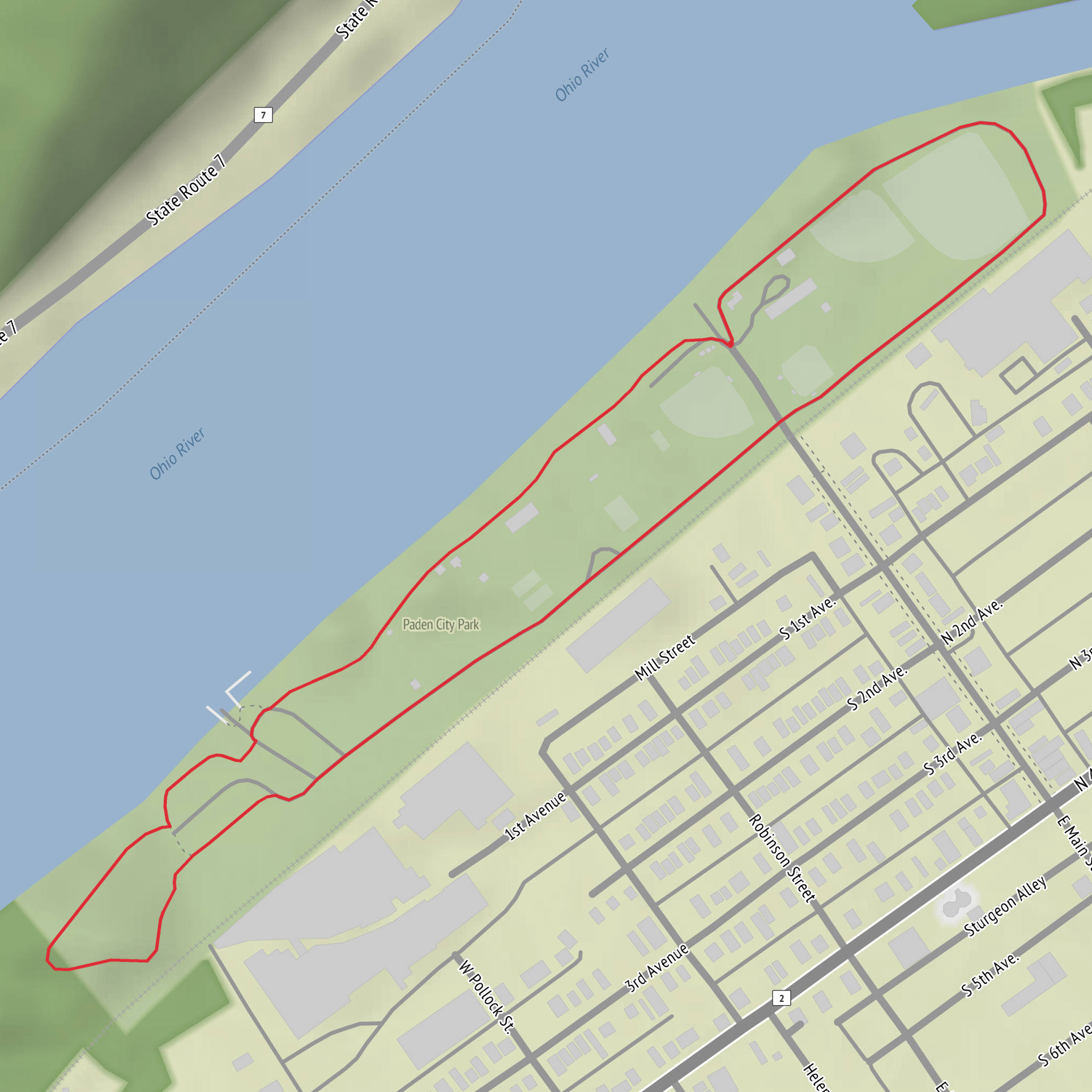 Paden City Park Loop mobile static map