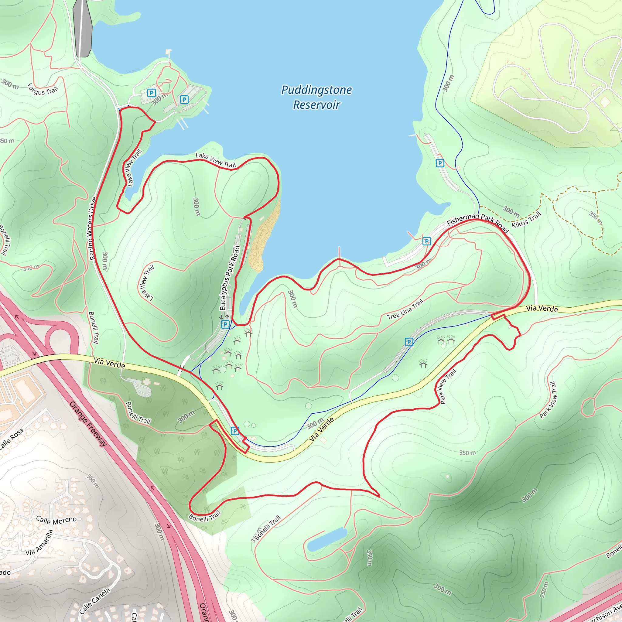 Puddingstone Reservoir South Shore Loop mobile static map