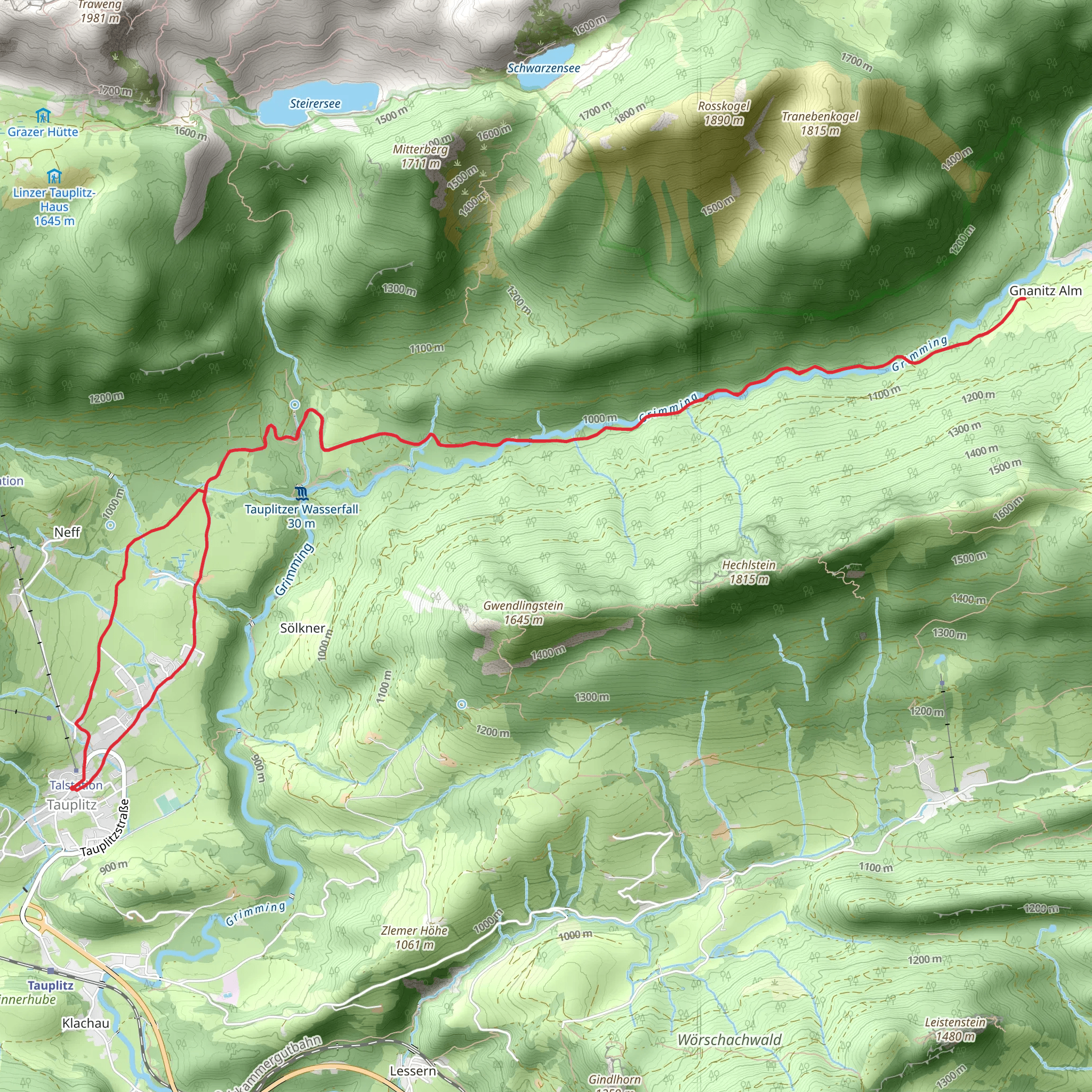 Tauplitz to Gnanitzalm mobile static map