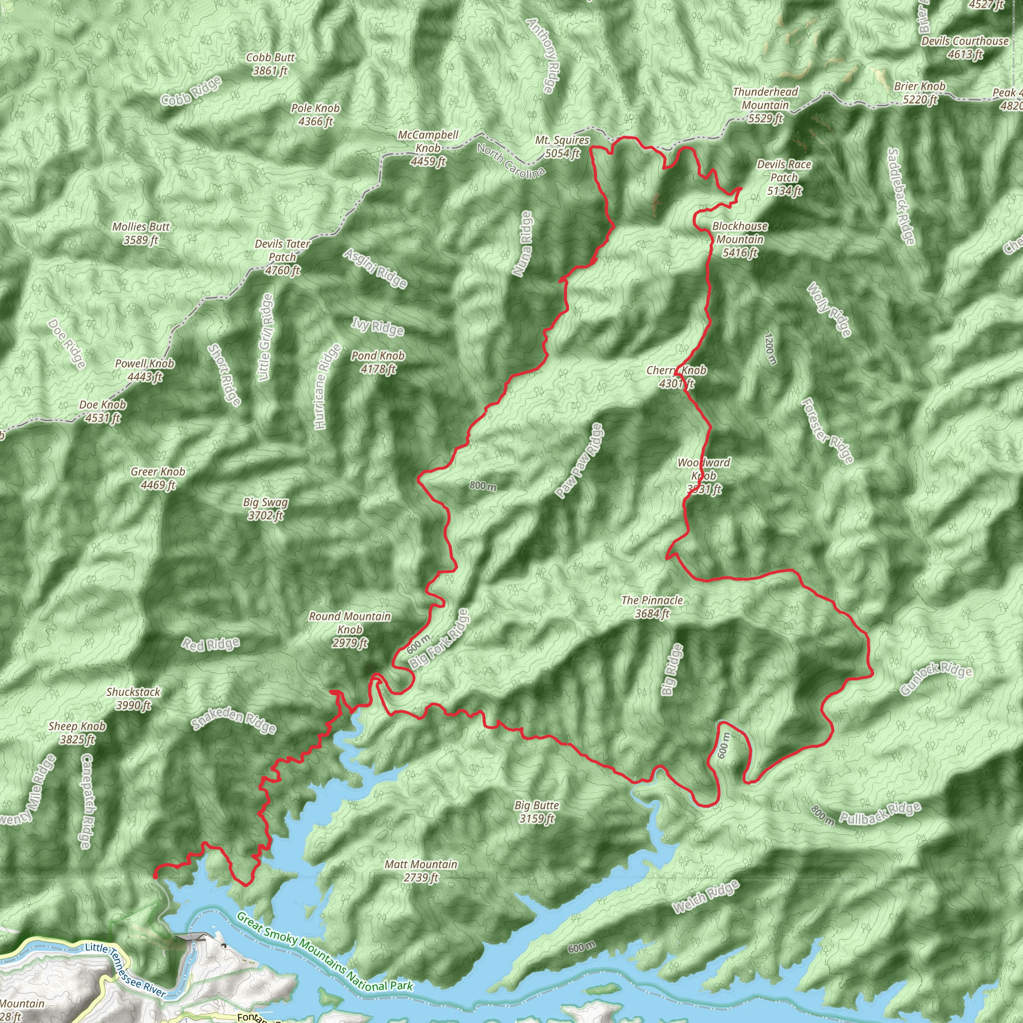 Eagle Creek, Spence Field and Hazel Creek Loop Trail mobile static map