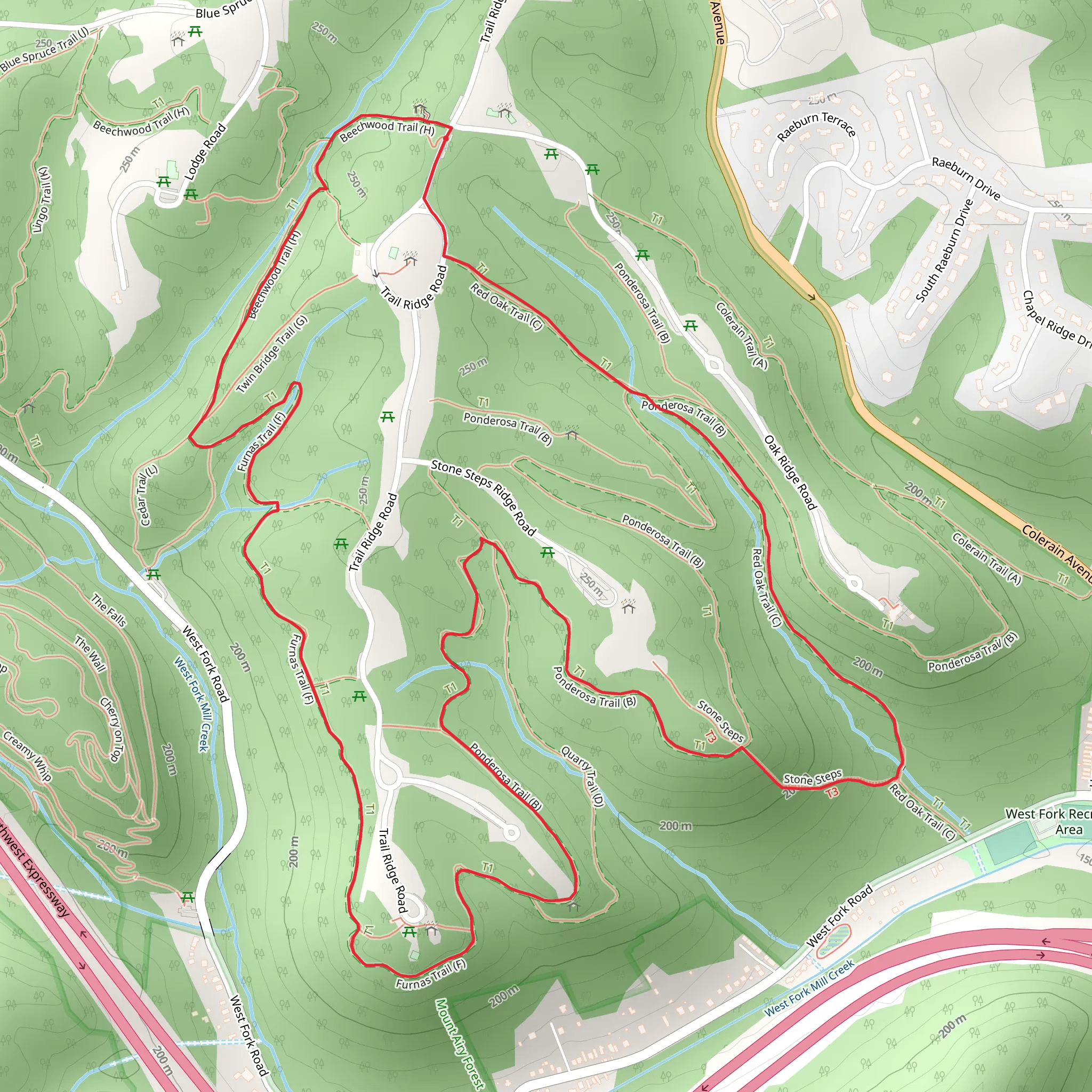 Beechwood and Red Oak Loop Trail mobile static map