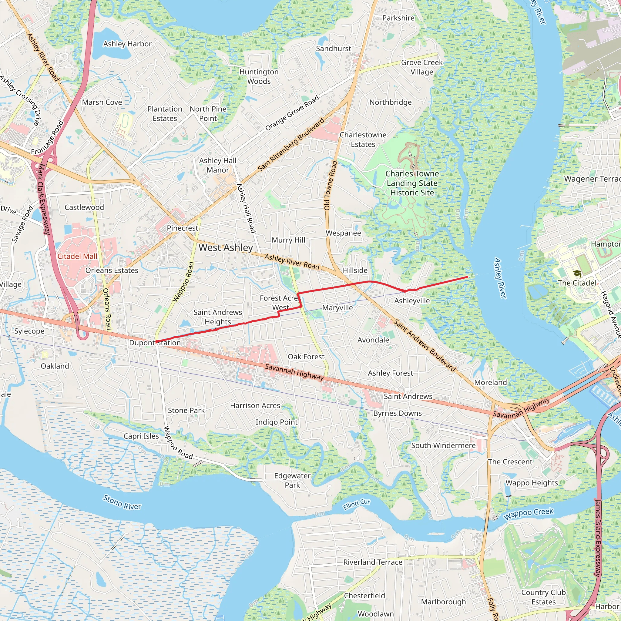 West Ashley Way mobile static map