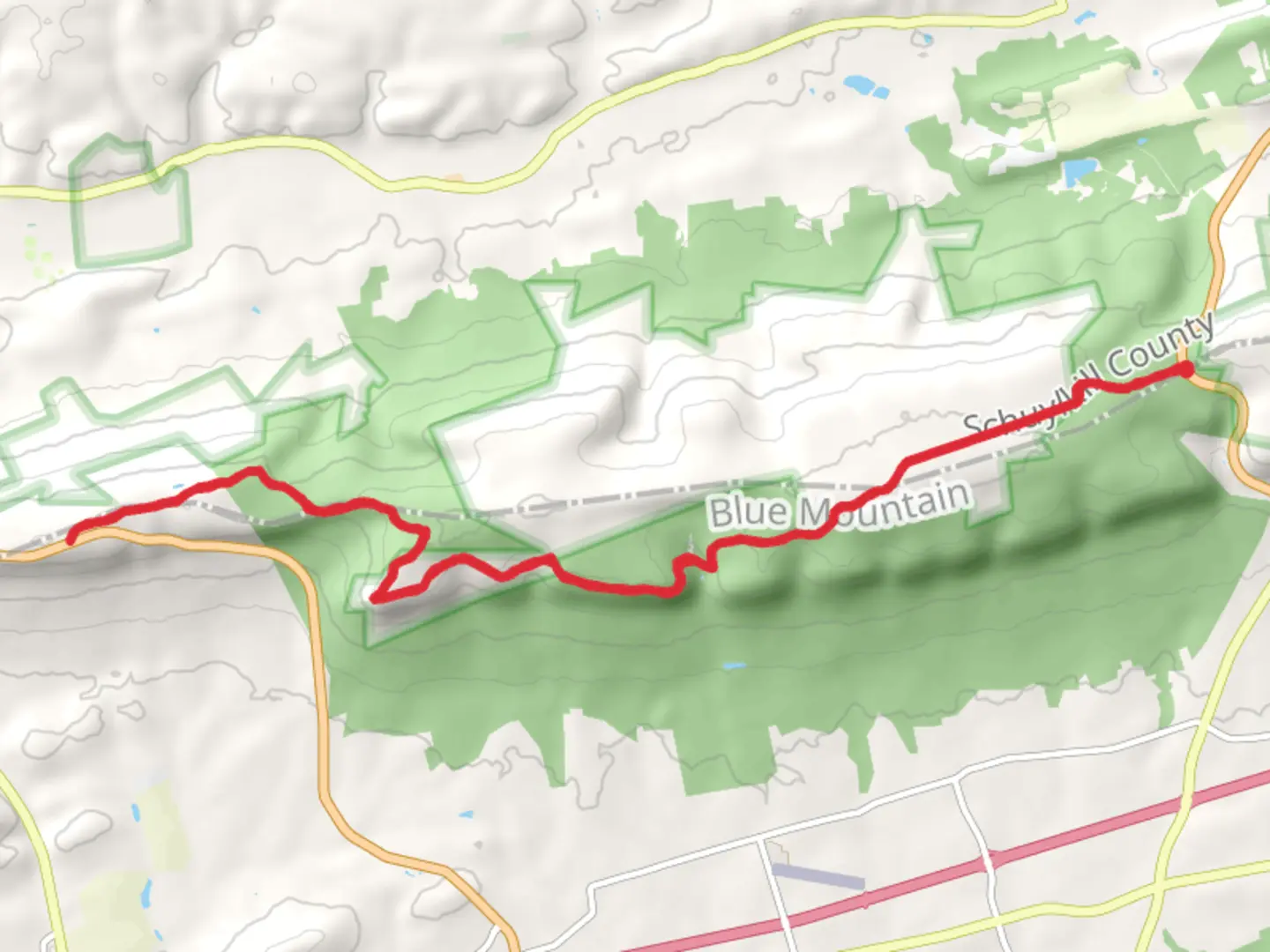 An image depicting the trail Round Head and Applebee Shelter via Appalachian Trail and its surrounding area.