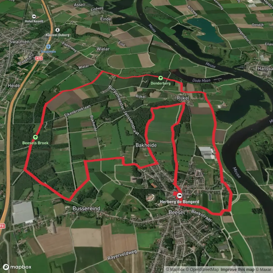 An image depicting the trail Baxhoever Weg and Caeffert Weg and its surrounding area.