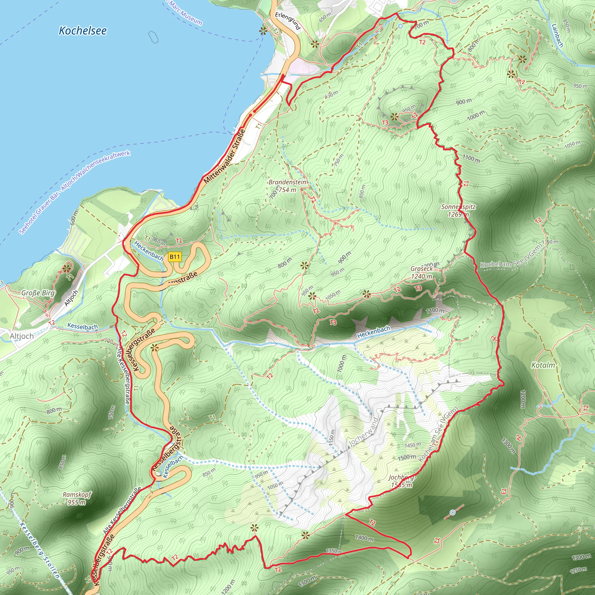 Sonnenspitz and Jochberg Via Alpina Purple mobile static map