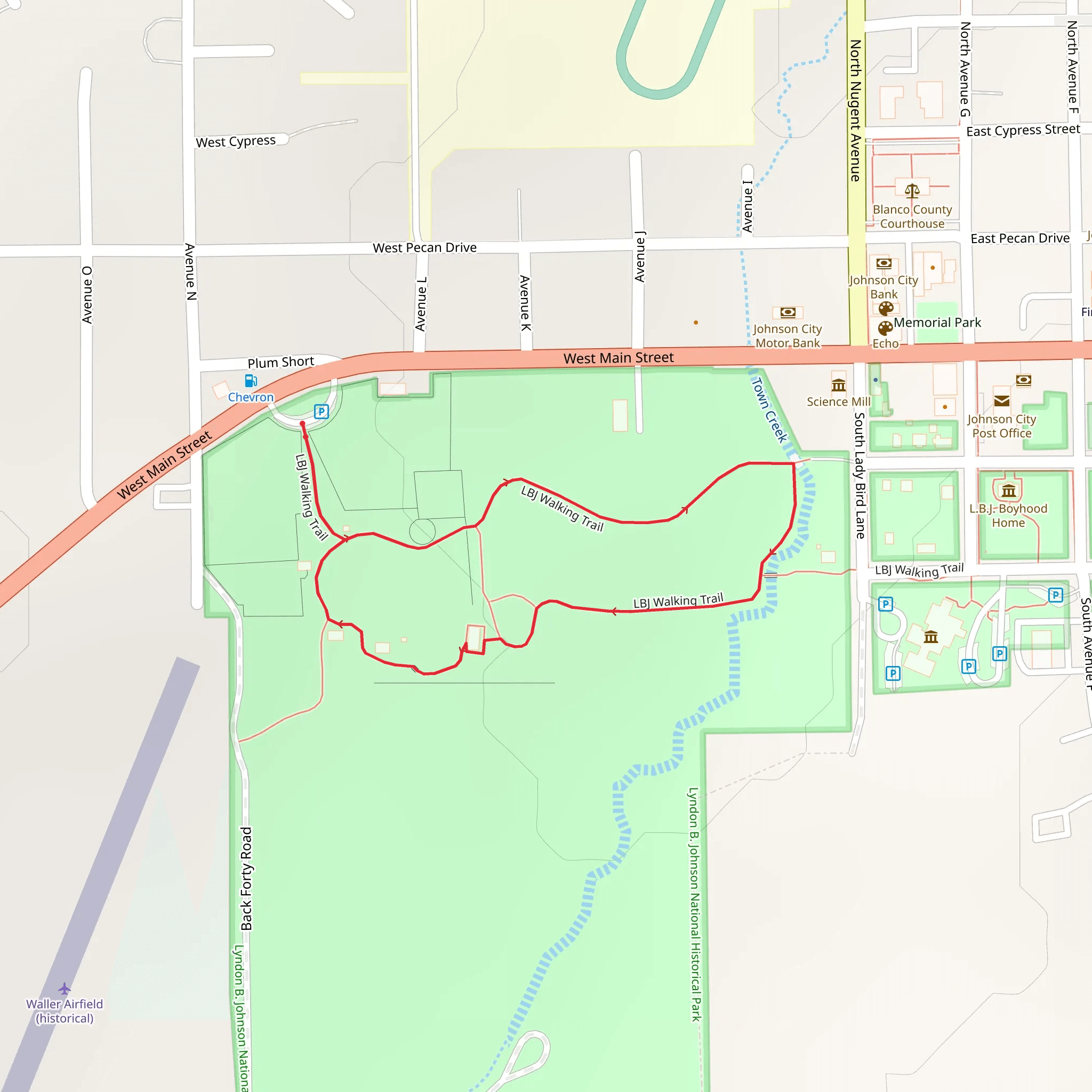 LBJ Walking Trail Loop mobile static map
