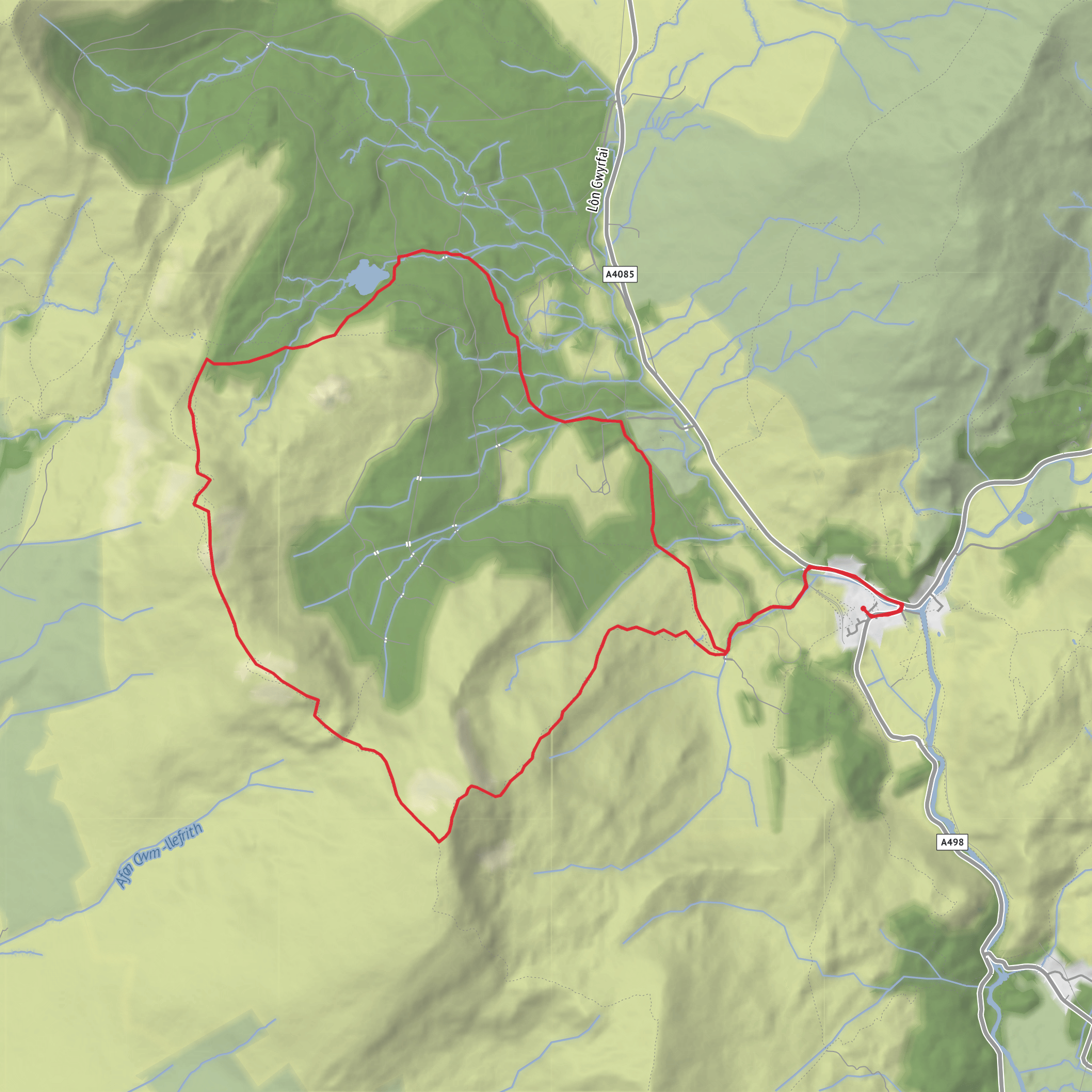 Moel Hebog and Moel Yr Ogof from Beddgelert mobile static map