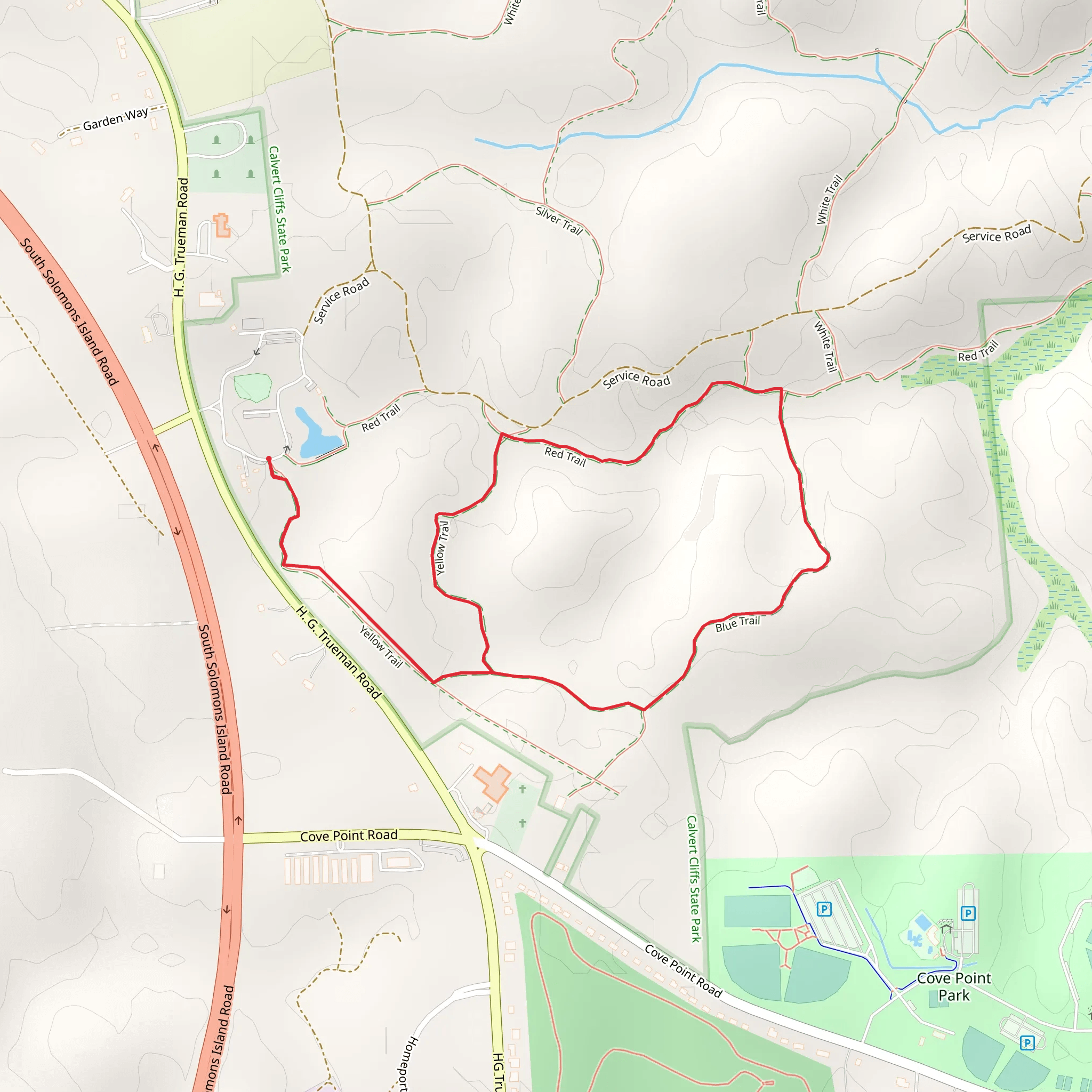Grays Creek Nature, Blue and Red Loop Trail mobile static map
