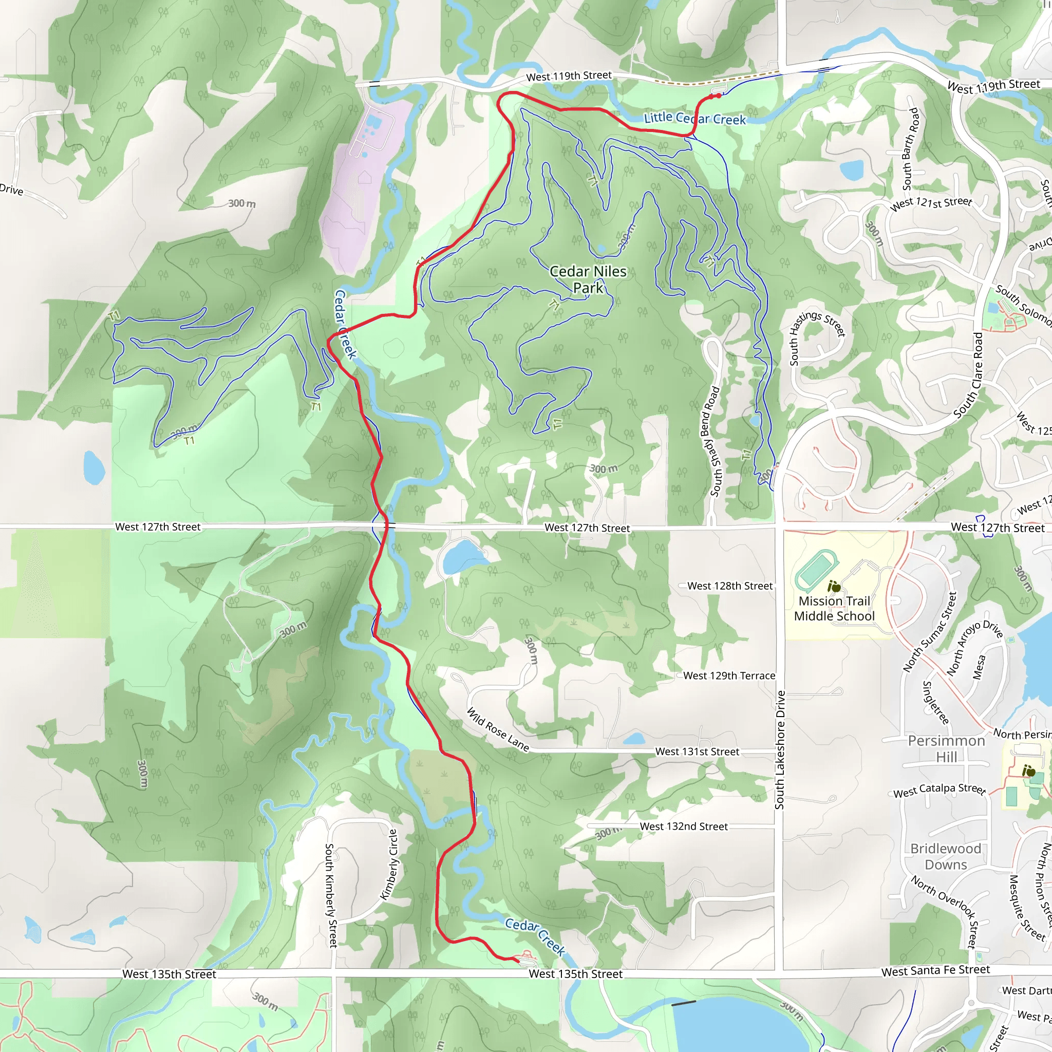 Cedar Nile Park Trail mobile static map