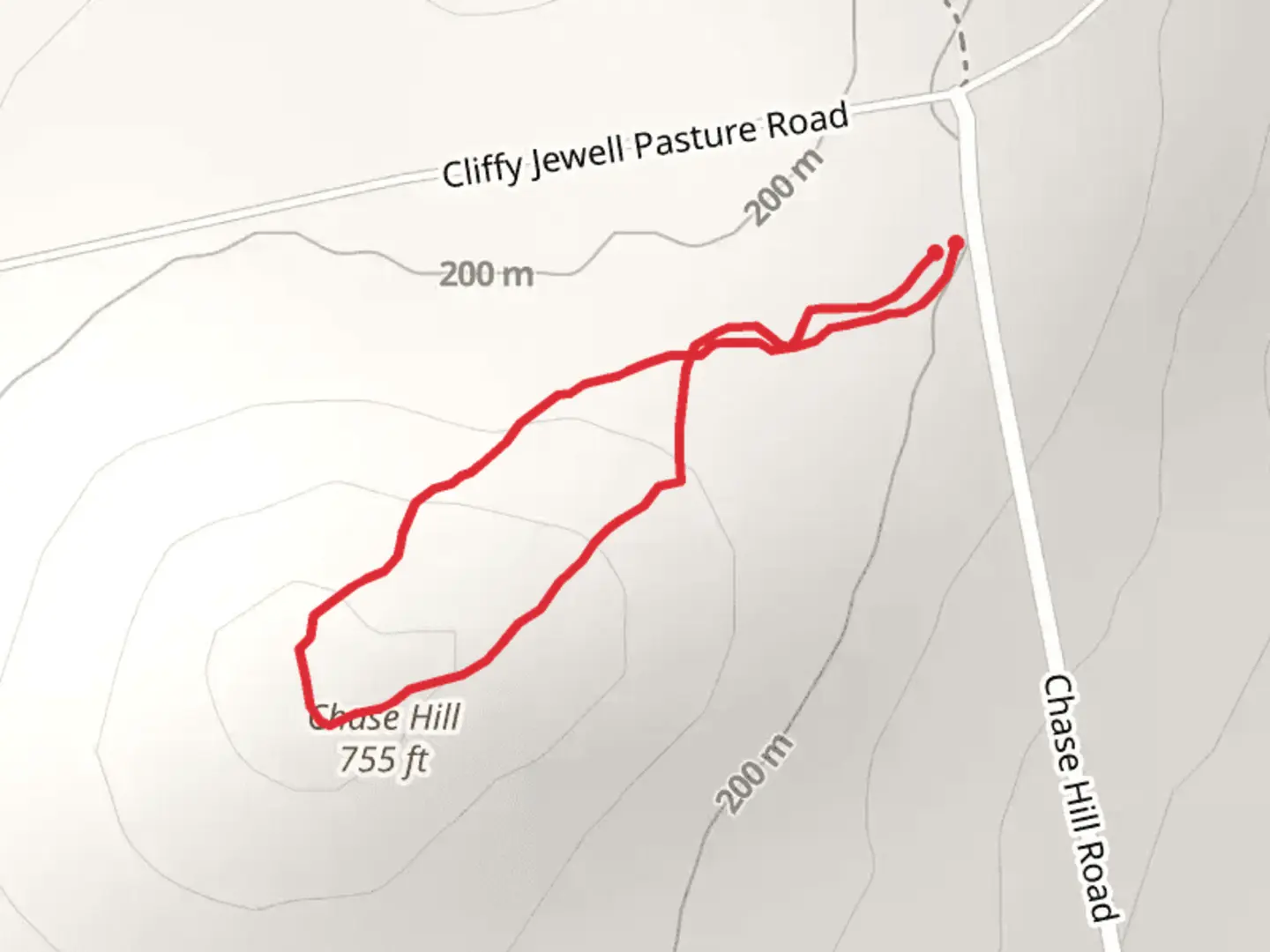 An image depicting the trail Chase Hill Loop and its surrounding area.