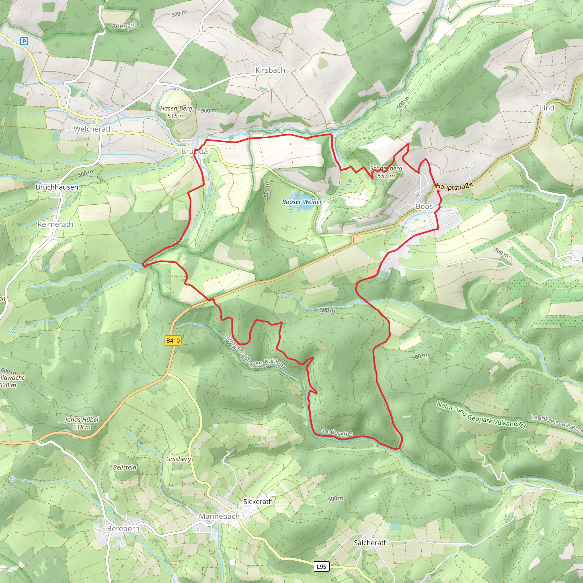 Booser Eifelturm and Schneeberg via Stumpfarmweg and Vulkanweg mobile static map