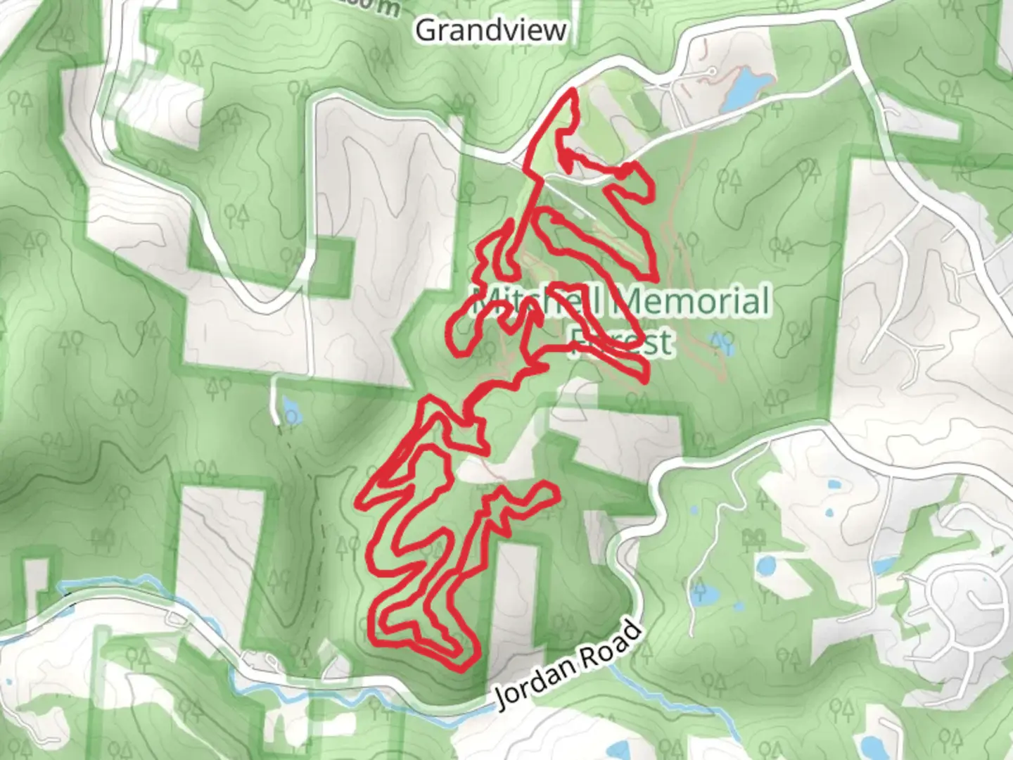 An image depicting the trail A Loop and B Loop and its surrounding area.