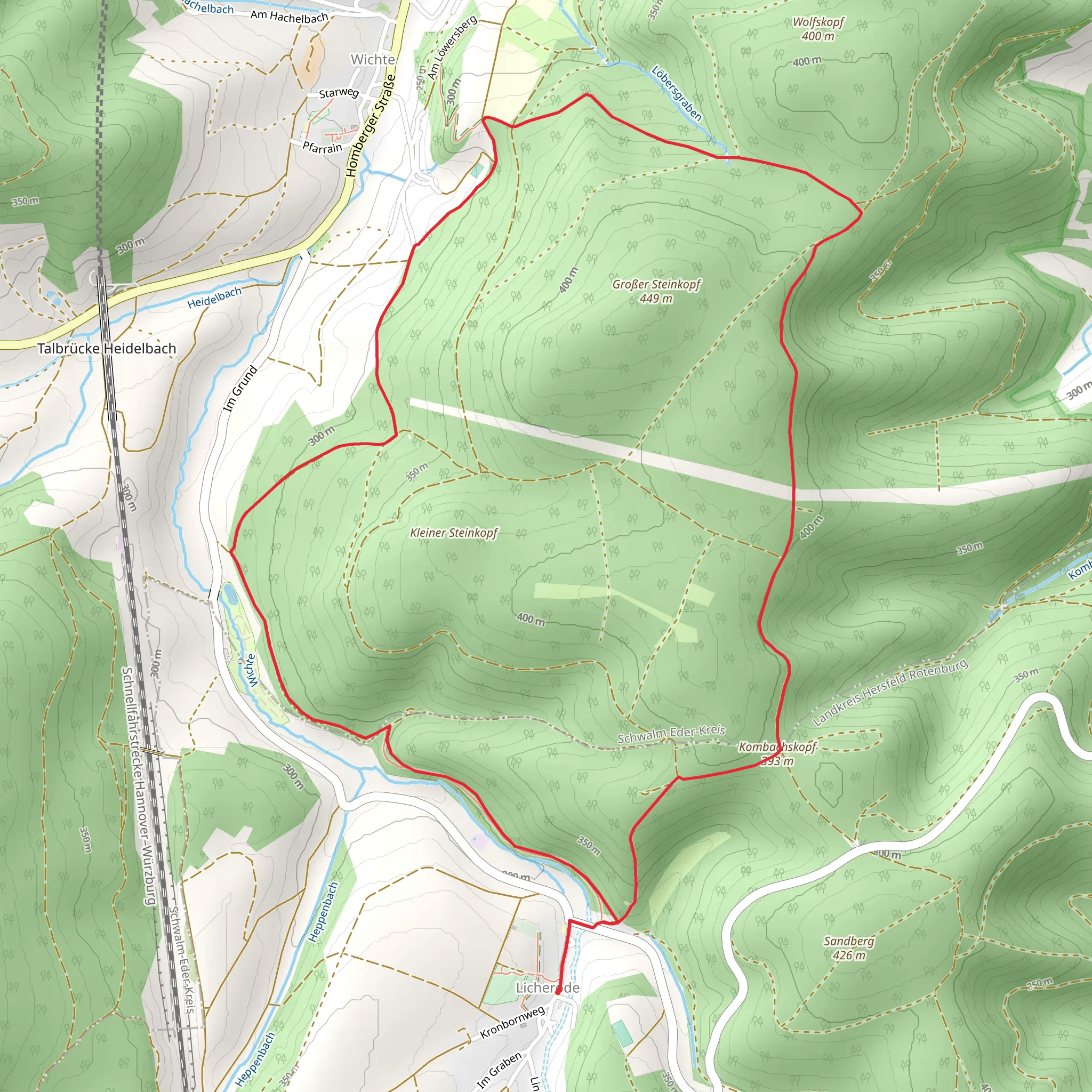 Fuldasteig and Licherode Rundweg mobile static map