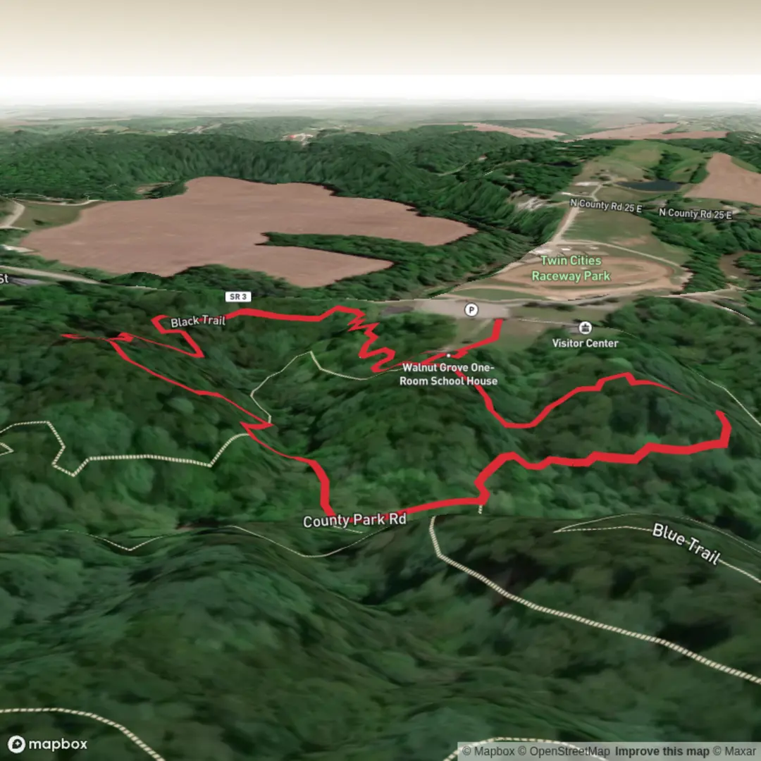 An image depicting the trail Black Trail in Muscatatuck Park and its surrounding area.