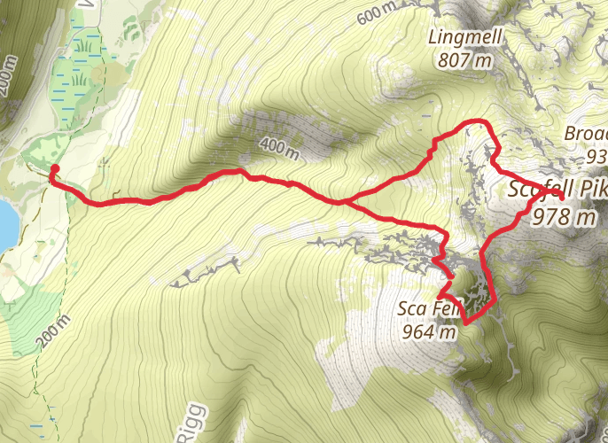 Scafell Pike Via Lords Rake mobile static map
