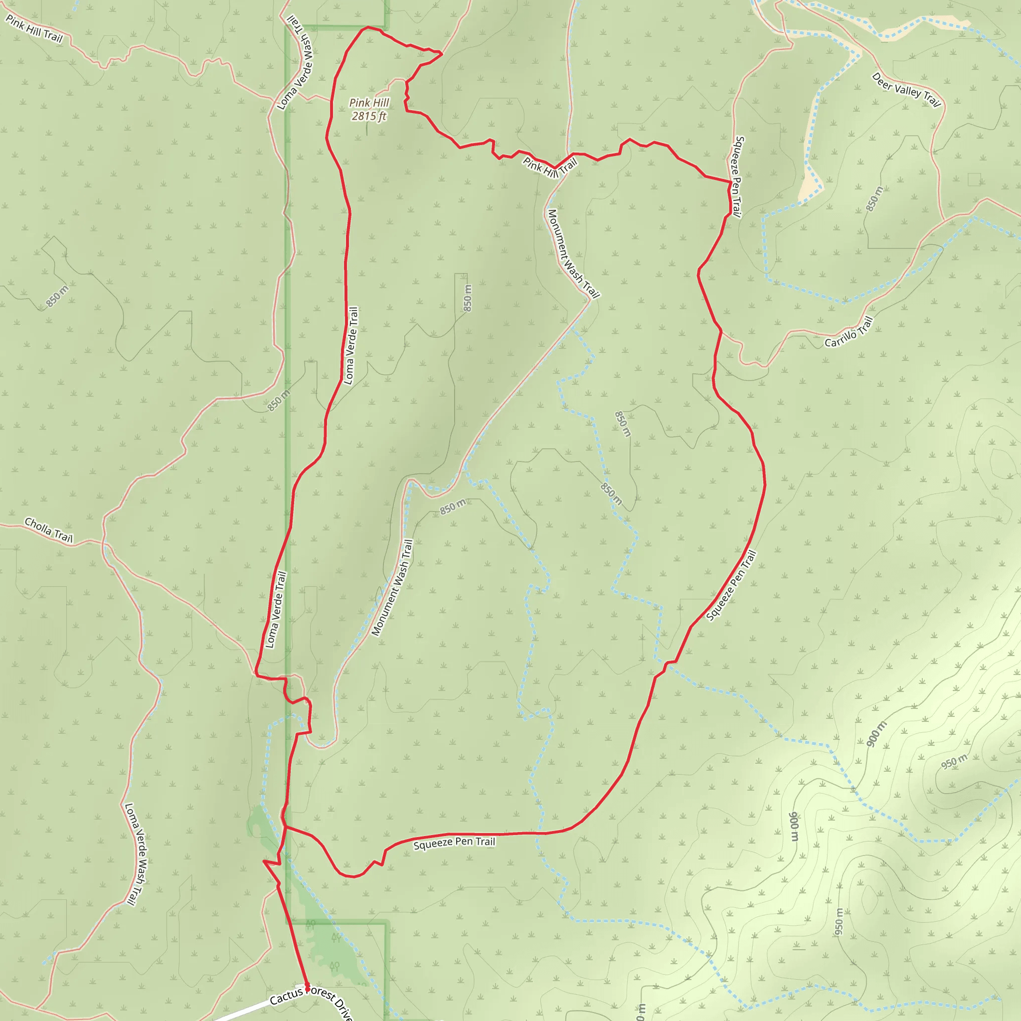 Loma Verde, Pink Hill and Squeeze Pen Loop Trail mobile static map