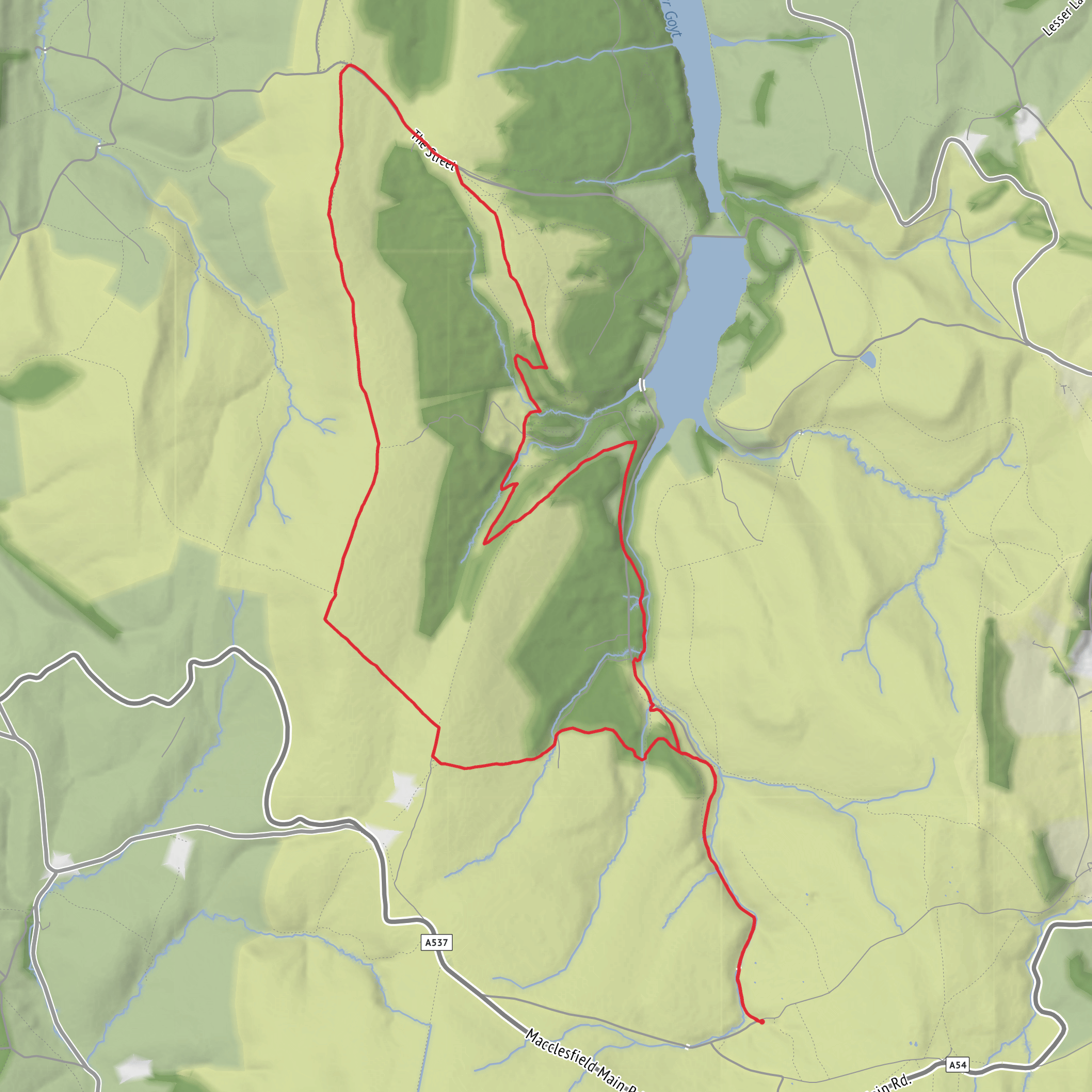 Gout Valley, Foxlow Edge and shining Tor Loop mobile static map