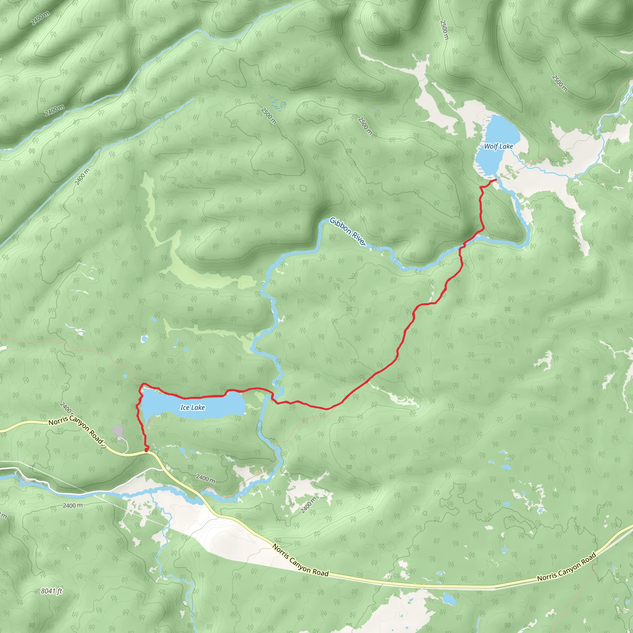 Ice Lake to Wolf Lake via Howard Eaton Trail mobile static map