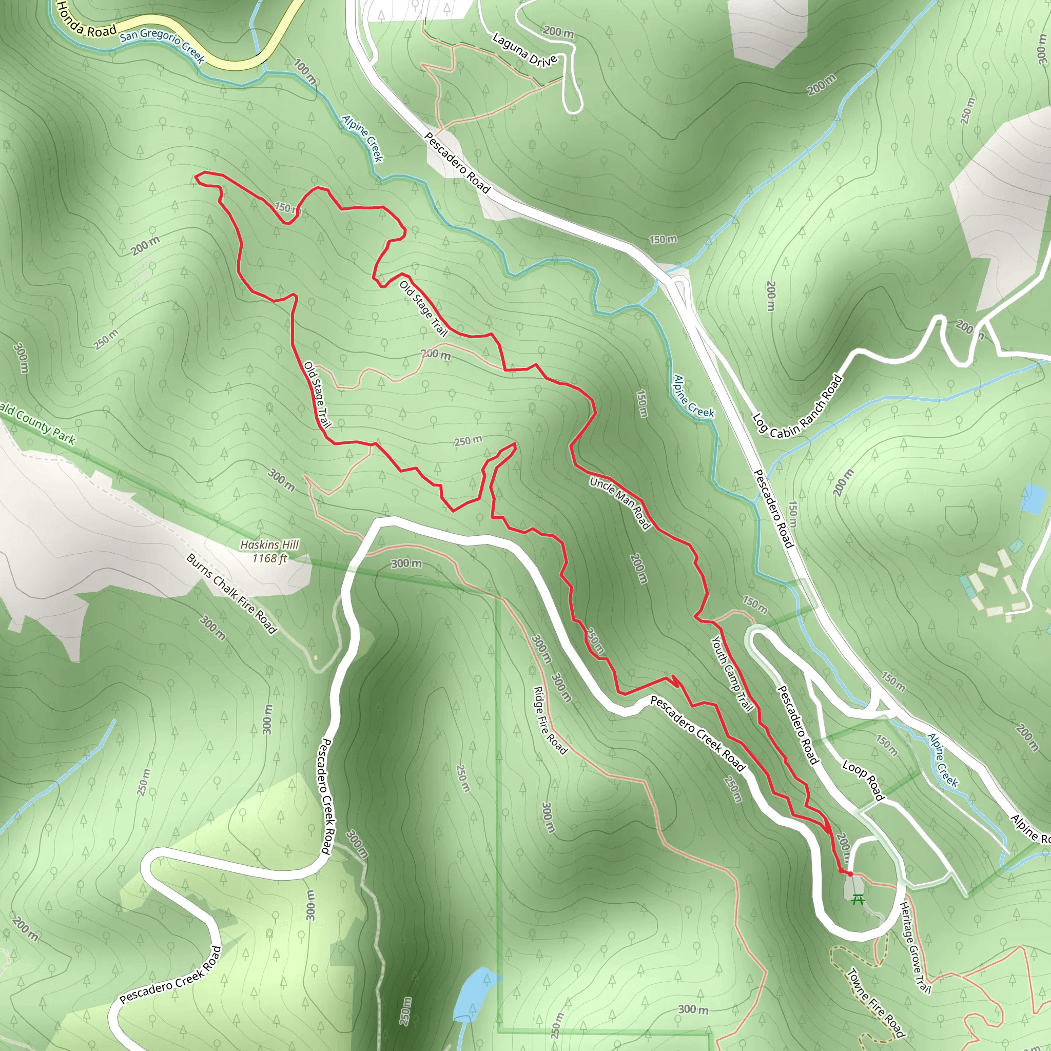 Forest, Old Stage and Youth Camp Loop Trail mobile static map