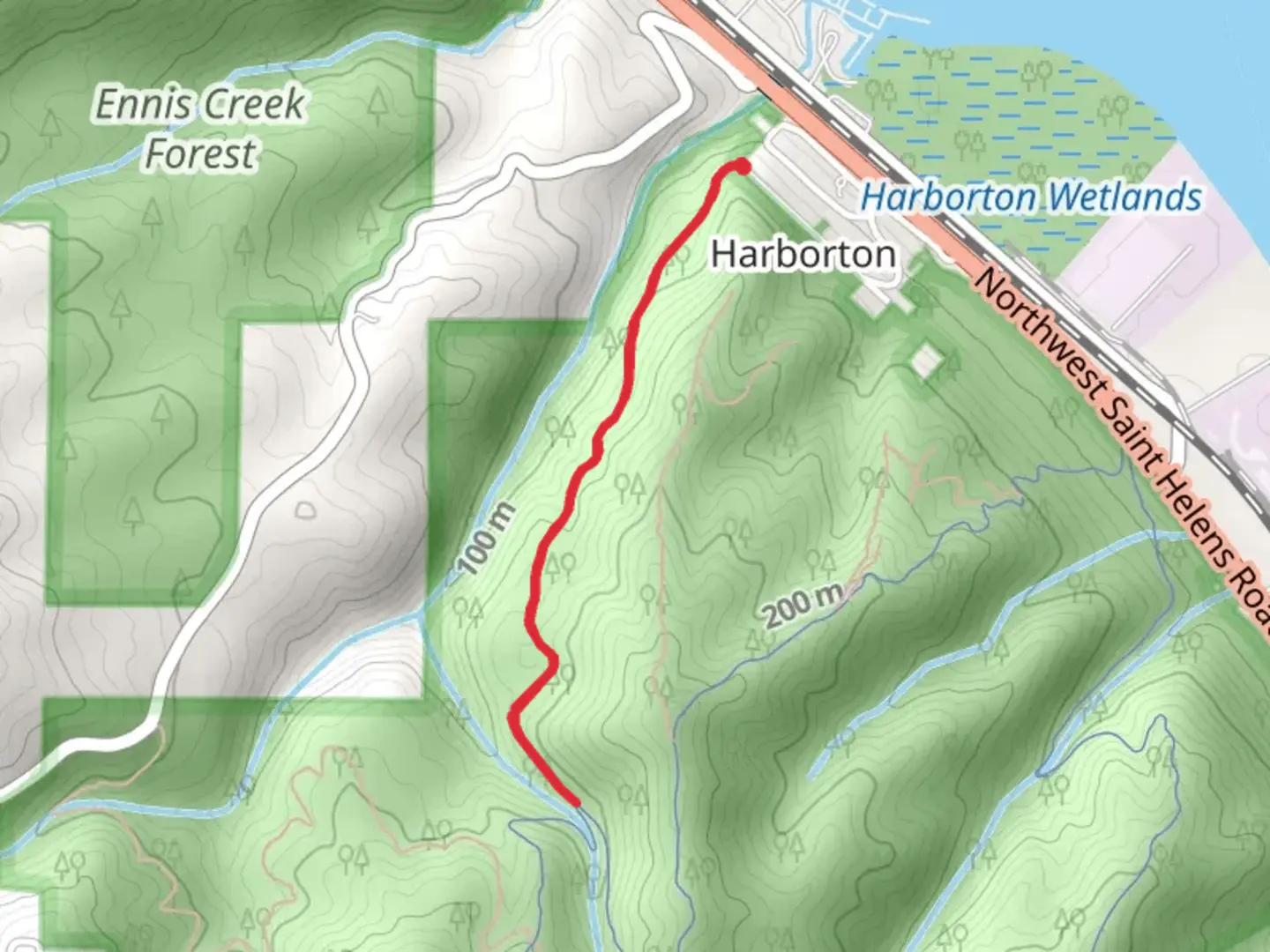 An image depicting the trail Northwest Firelane 12 Road Out and Back and its surrounding area.