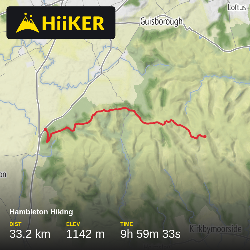 A map preview of the recording Hambleton Hiking.