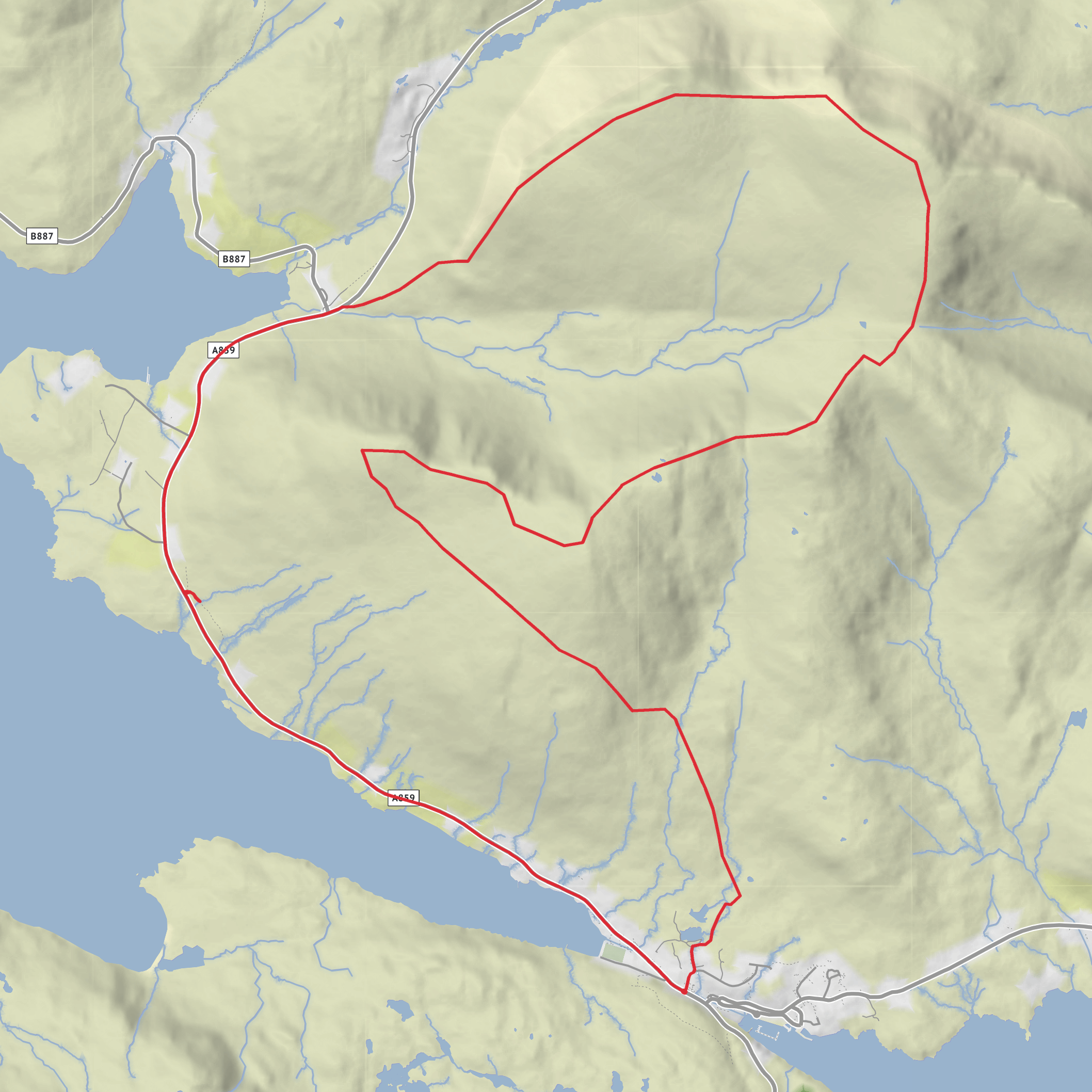Gillaval Dubh, Giolabhal Glas, Beinn na Teanga, Sron a' Sgaoth and Loch a' Siar Loop mobile static map
