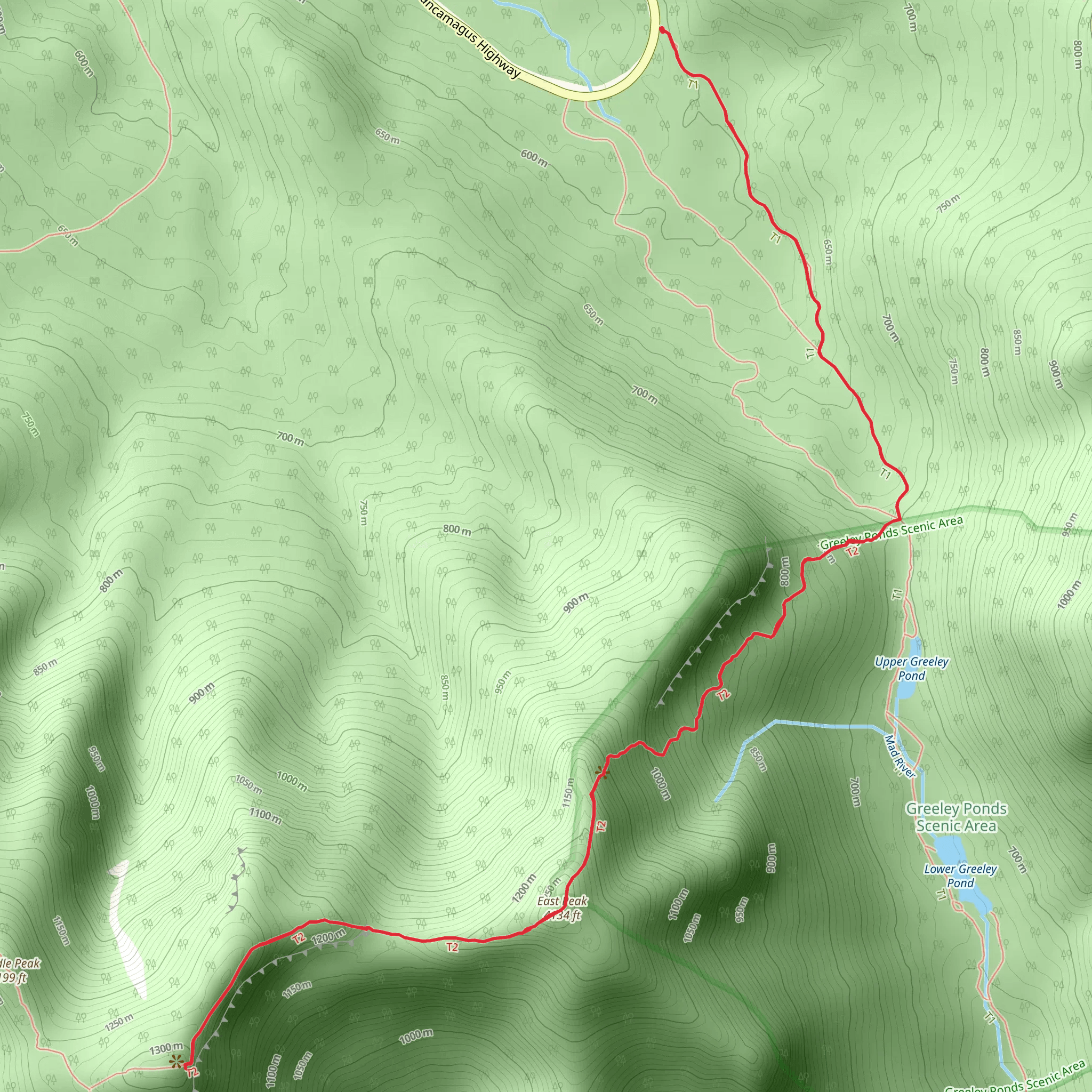 Mount Osceola and East Peak Trail mobile static map