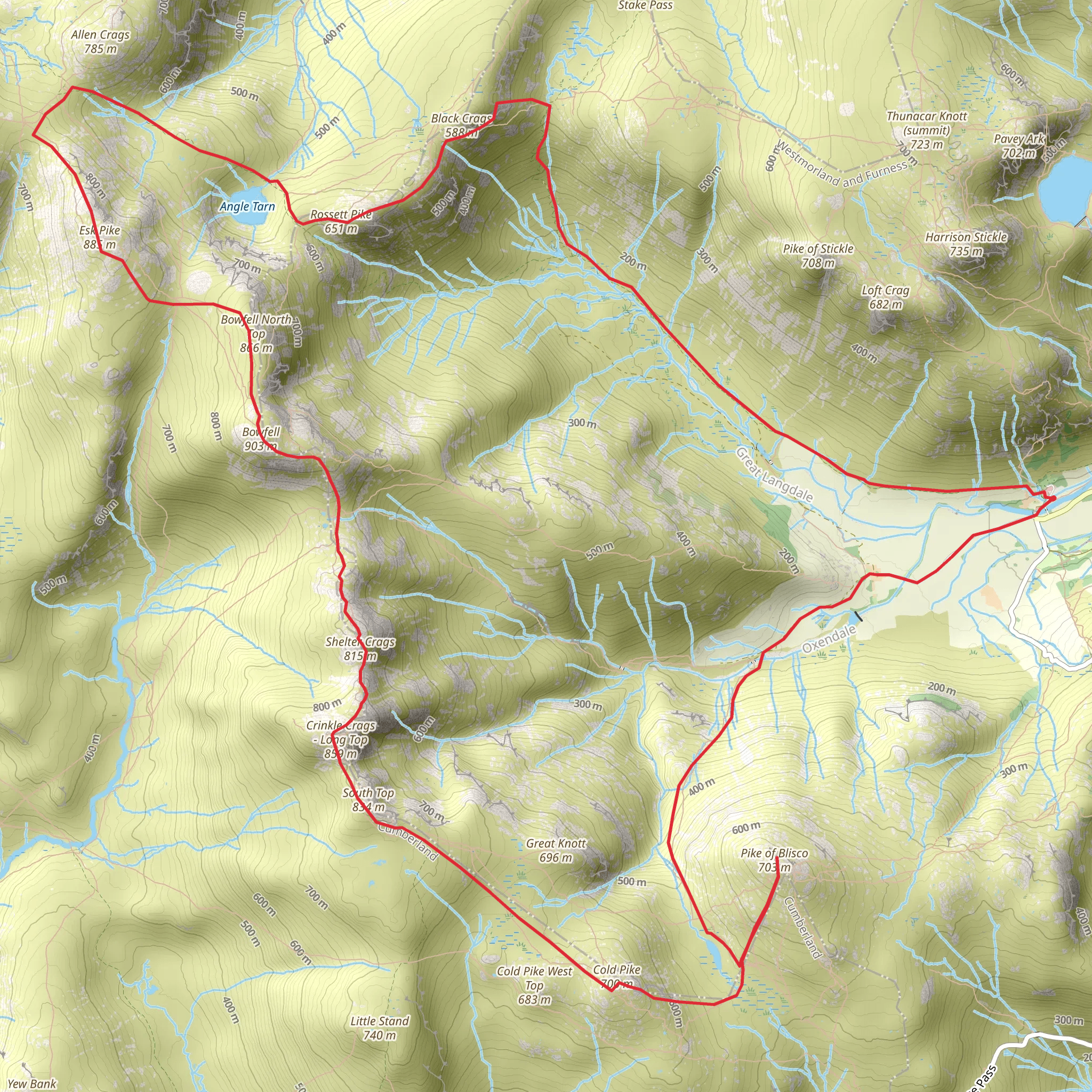 The Head of Langdale mobile static map