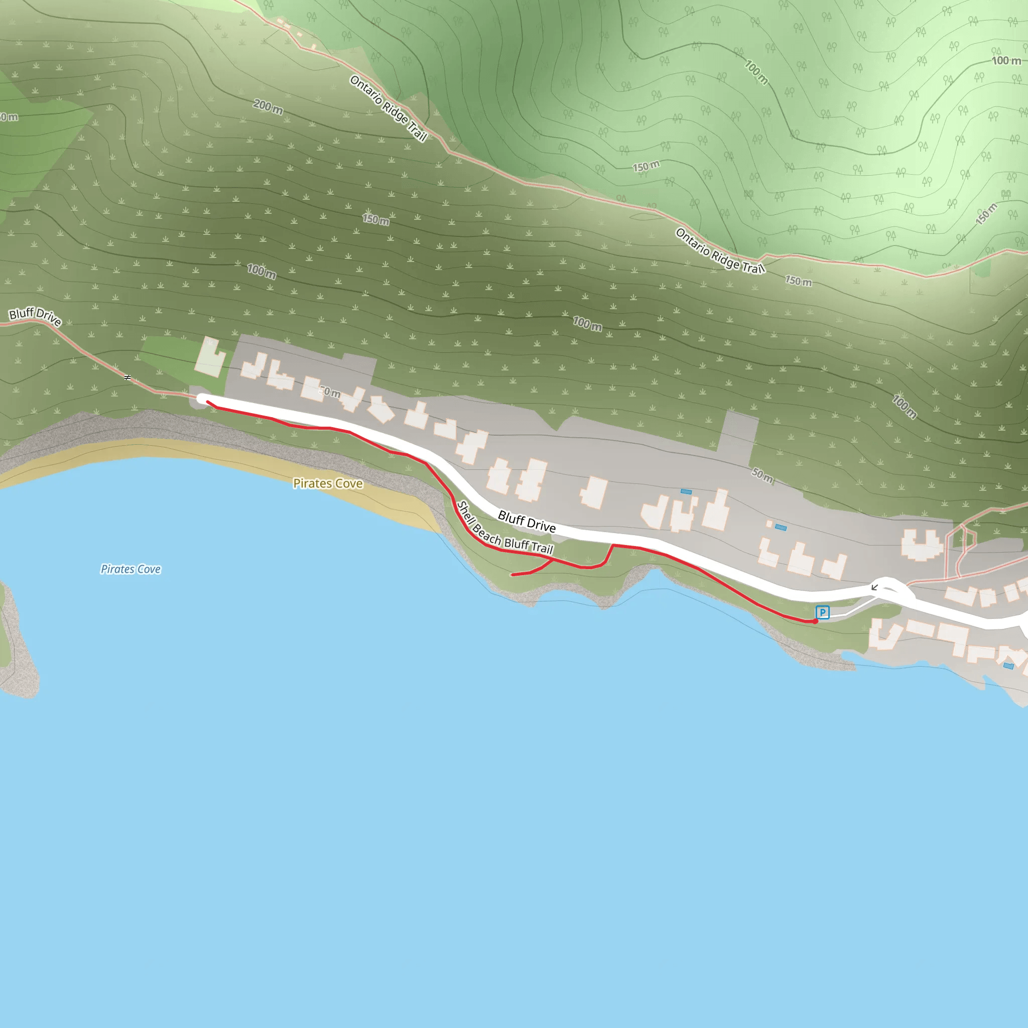 Shell Beach Bluff Trail - Short mobile static map