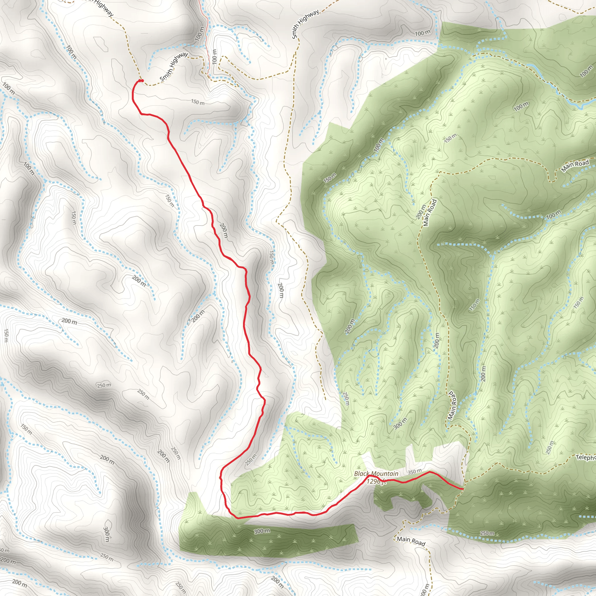 Black Mountain via Main Road Trail mobile static map