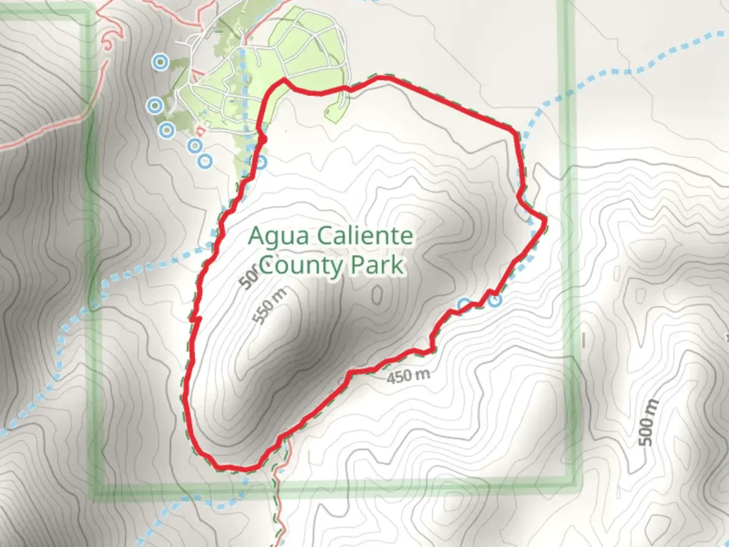 An image depicting the trail Moonlight Canyon Trail Loop and its surrounding area.