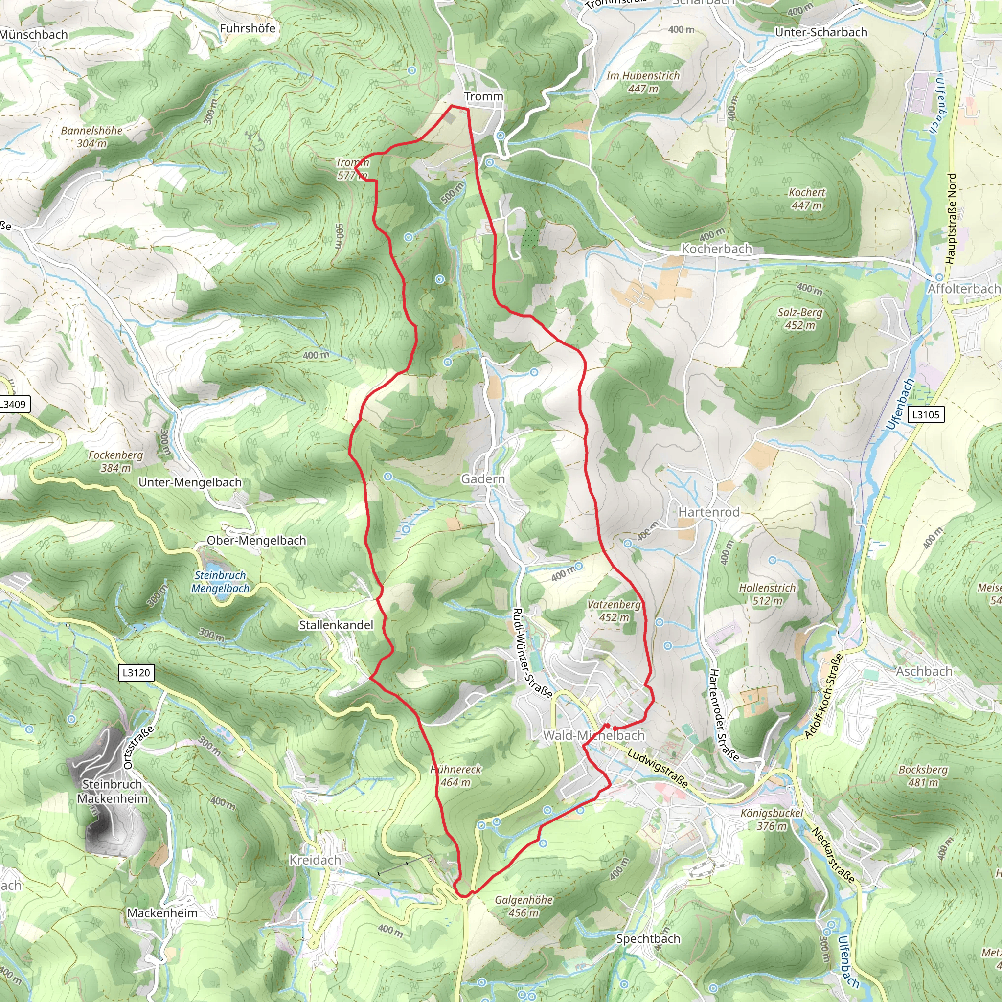 Solardraisinen Wanderweg and Hilsberg Weg mobile static map