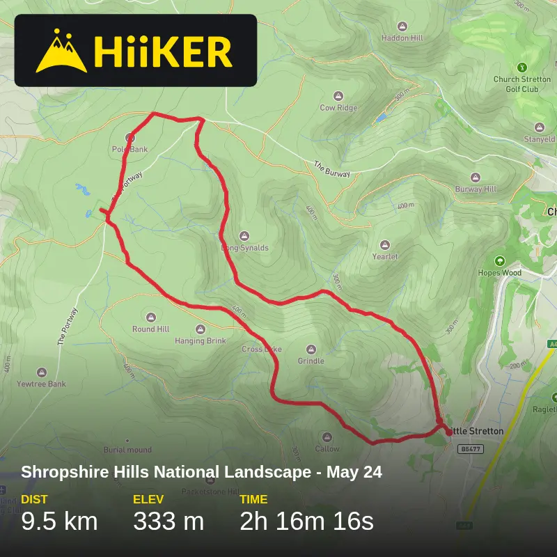 A map preview of the recording Shropshire Hills National Landscape - May 24.