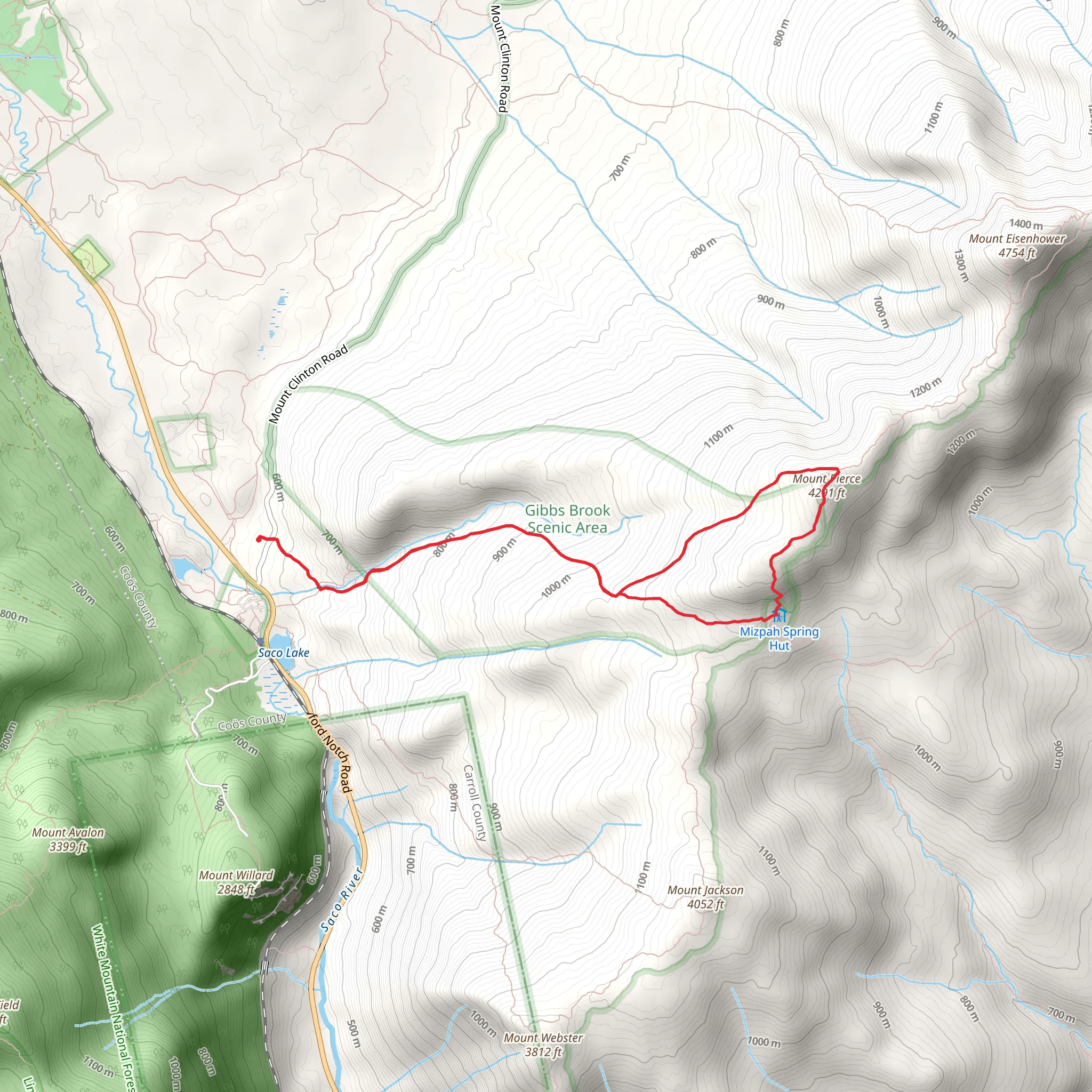 Mount Pierce via Crawford Loop Trail mobile static map